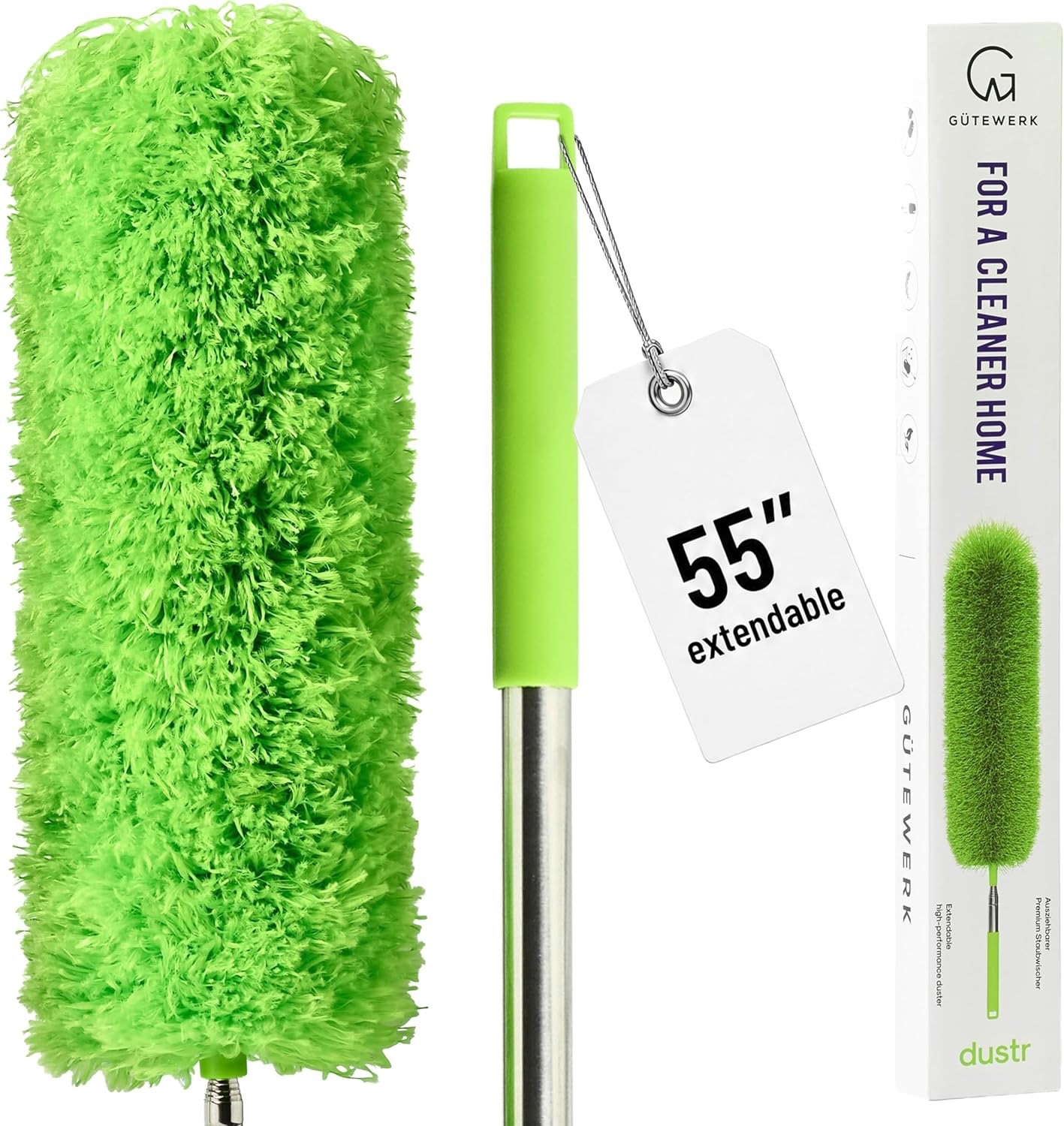 Gütewerk Extendable Microfiber Duster, 55 Inch – Feather Dusters for Cleaning