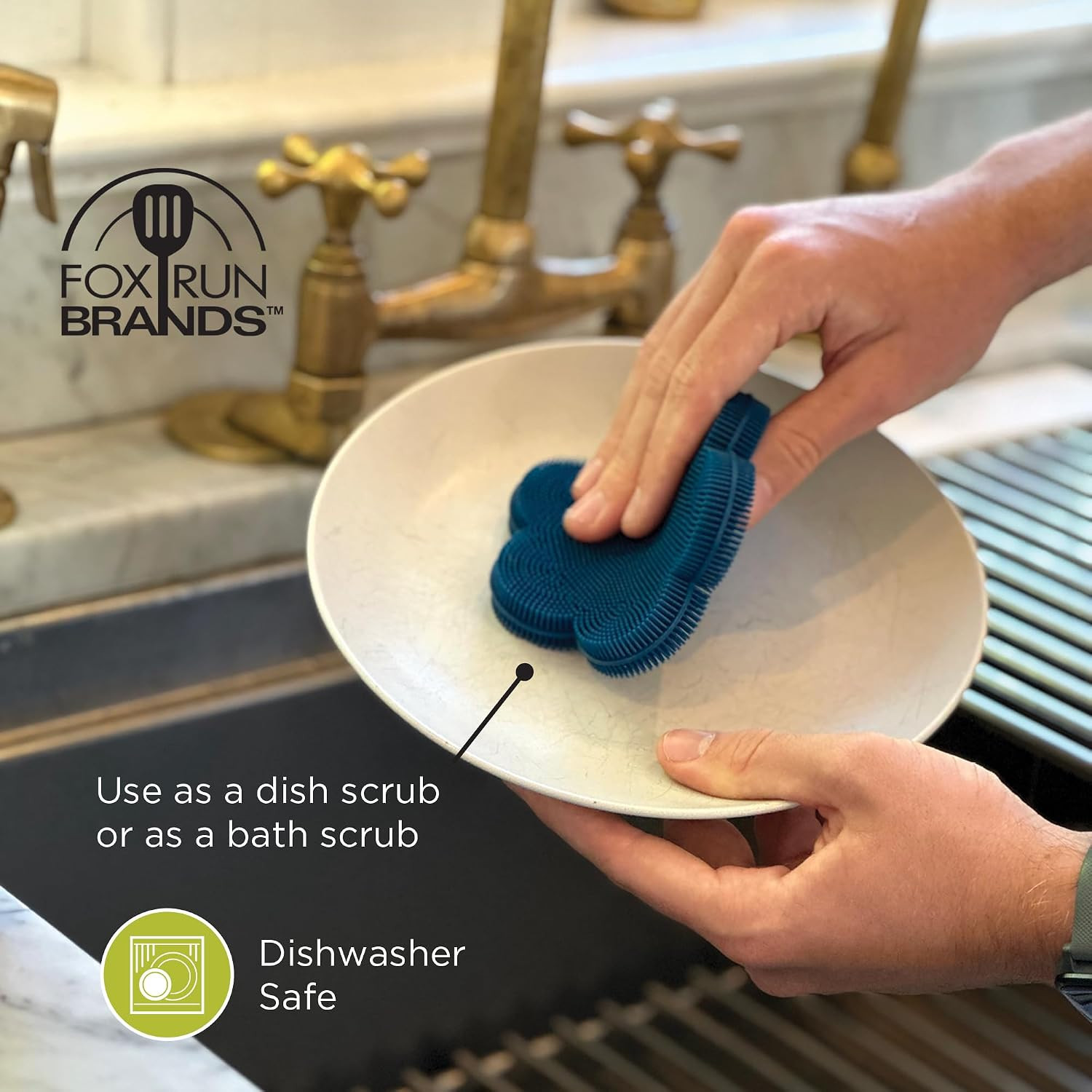 Silicone Dish Scrubbing Brush, Navy