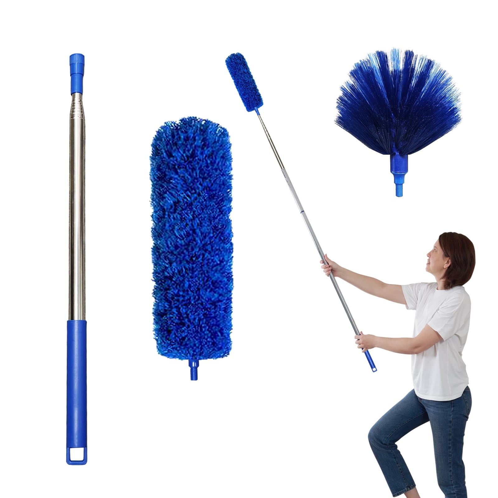 Microfiber Ceiling Fan Duster-Cobweb Extension Pole Cleaner Brush Kit Telescopic