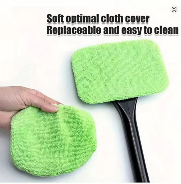 Car Interior Windshield Cleaner Telescopic Window Glass Wiper Microfiber Pads