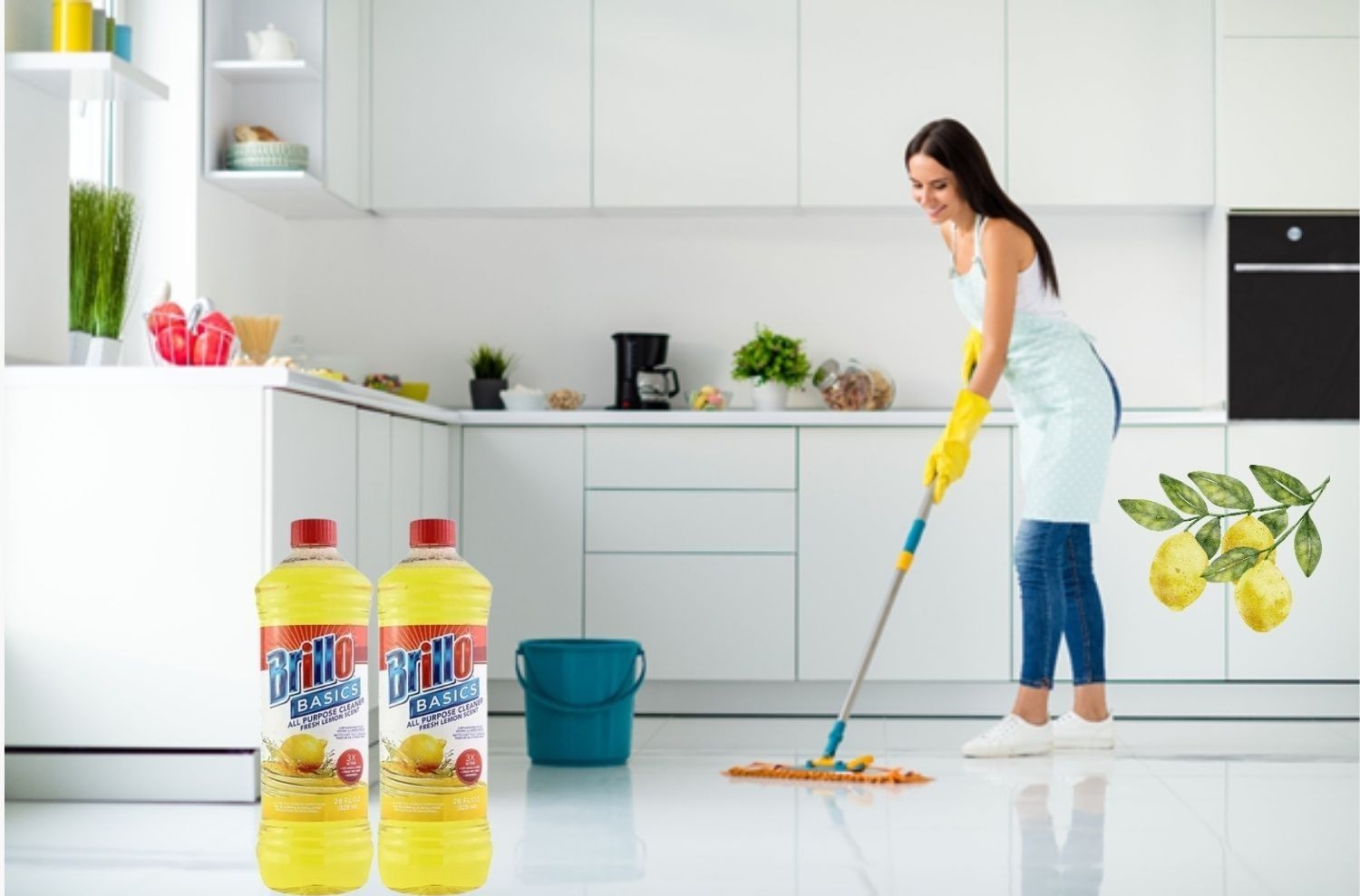 Brillo Basics Lemon Cleaner – 2 Pack (28 fl oz Each) | All Purpose, Fresh Citrus