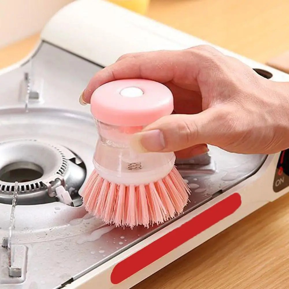Kitchen Wash Pot Dish Brush Washing Utensil with Automatic Soap Liquid Accessory