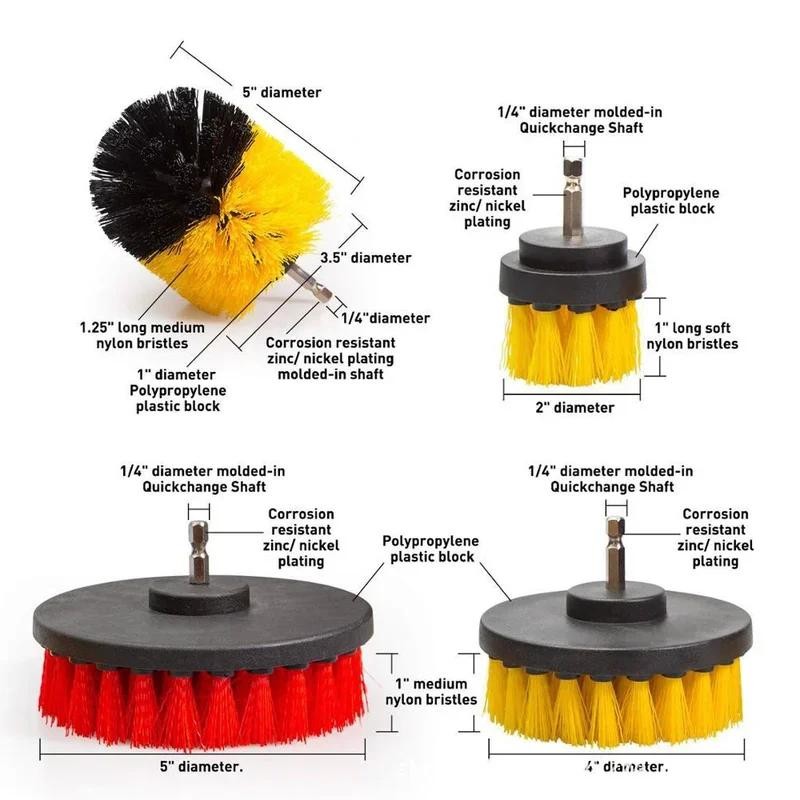 2/3.5/4/5” Drill Brush Electric Scrubber Brush for Cleaning Bathroom Bathtub