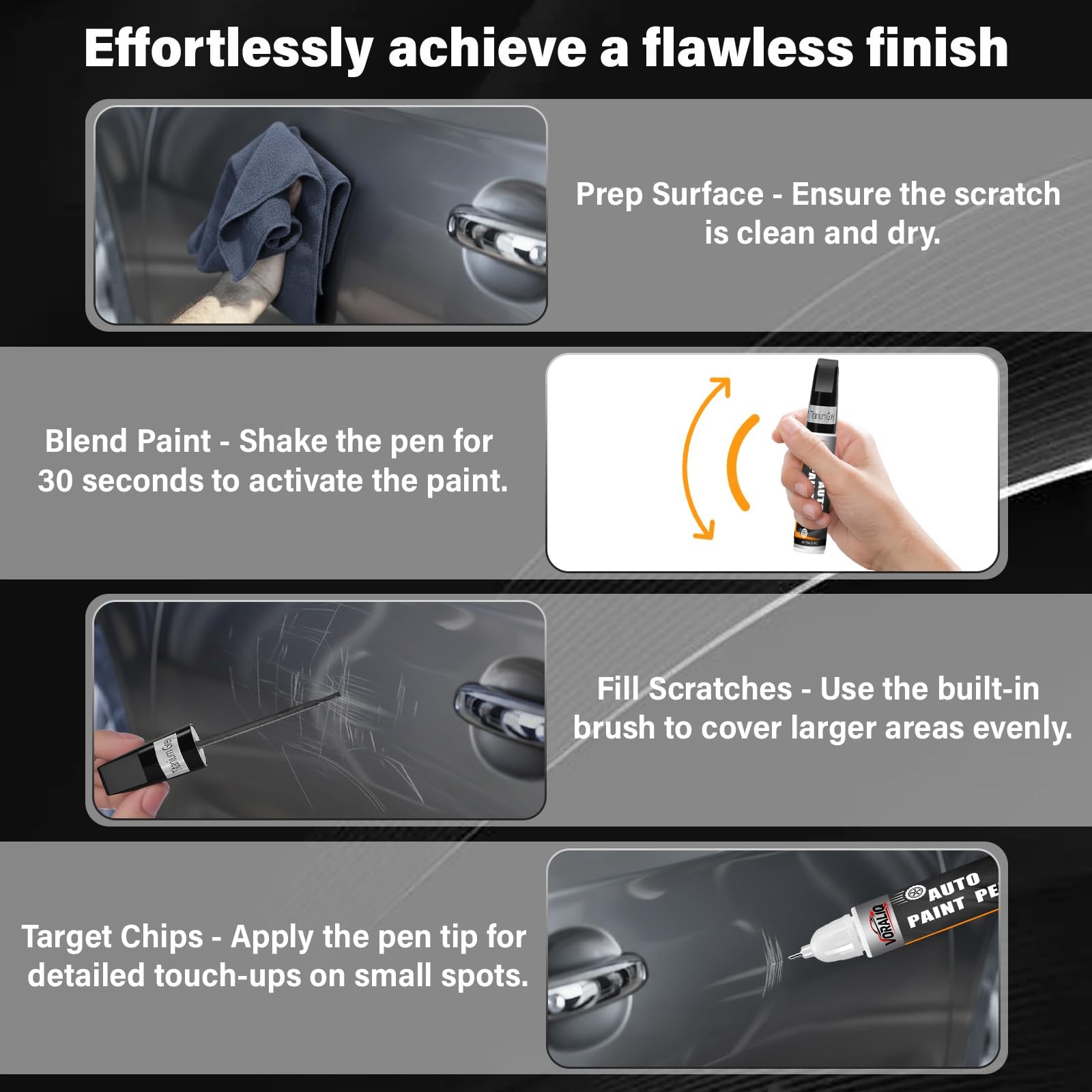 Touch Up Paint for Cars, 3-Pack – Grey Car Scratch Repair Pen, Color Accurate…
