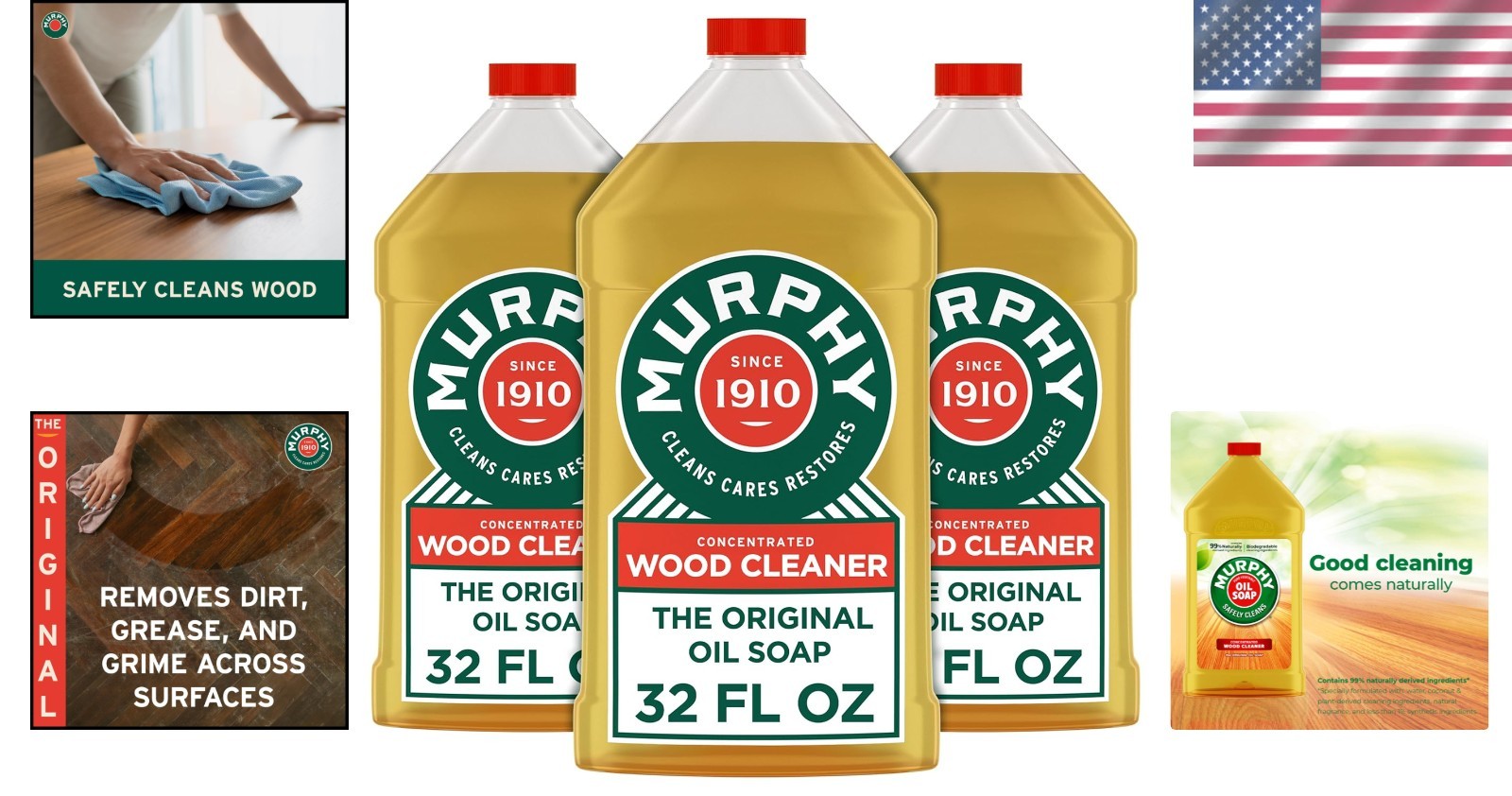 Eco-Friendly Oil Soap Wood Cleaner – 3 Pack of 32 fl oz with Citronella Scent