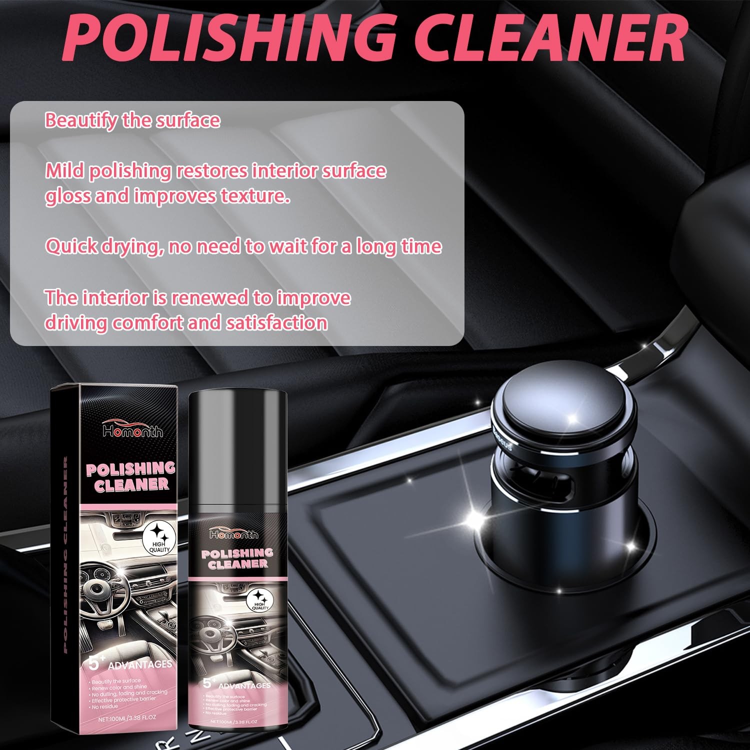 2PCS Polishing Cleaner, Car Interior Cleaner Spray, Total Vehicle Interior De…