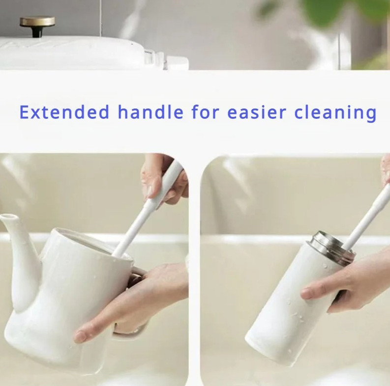 1pc Foldable 360° Silicone Cleaning Brush with Long Handle for Bottles & Cups