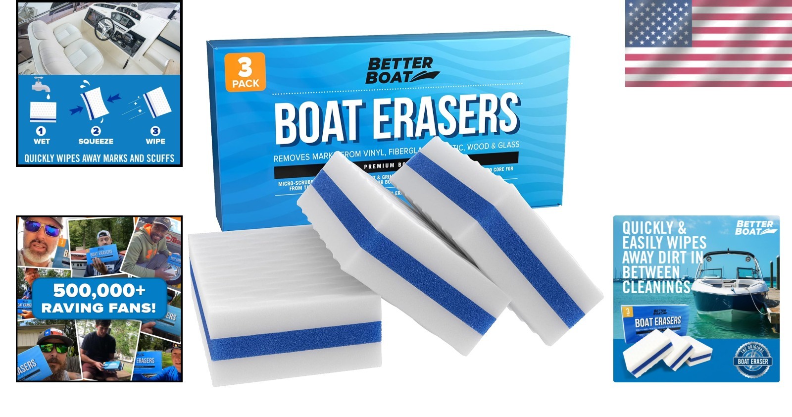 The Boat Erasers – 3 Pack, Effortlessly Remove Scuff Marks & Grime