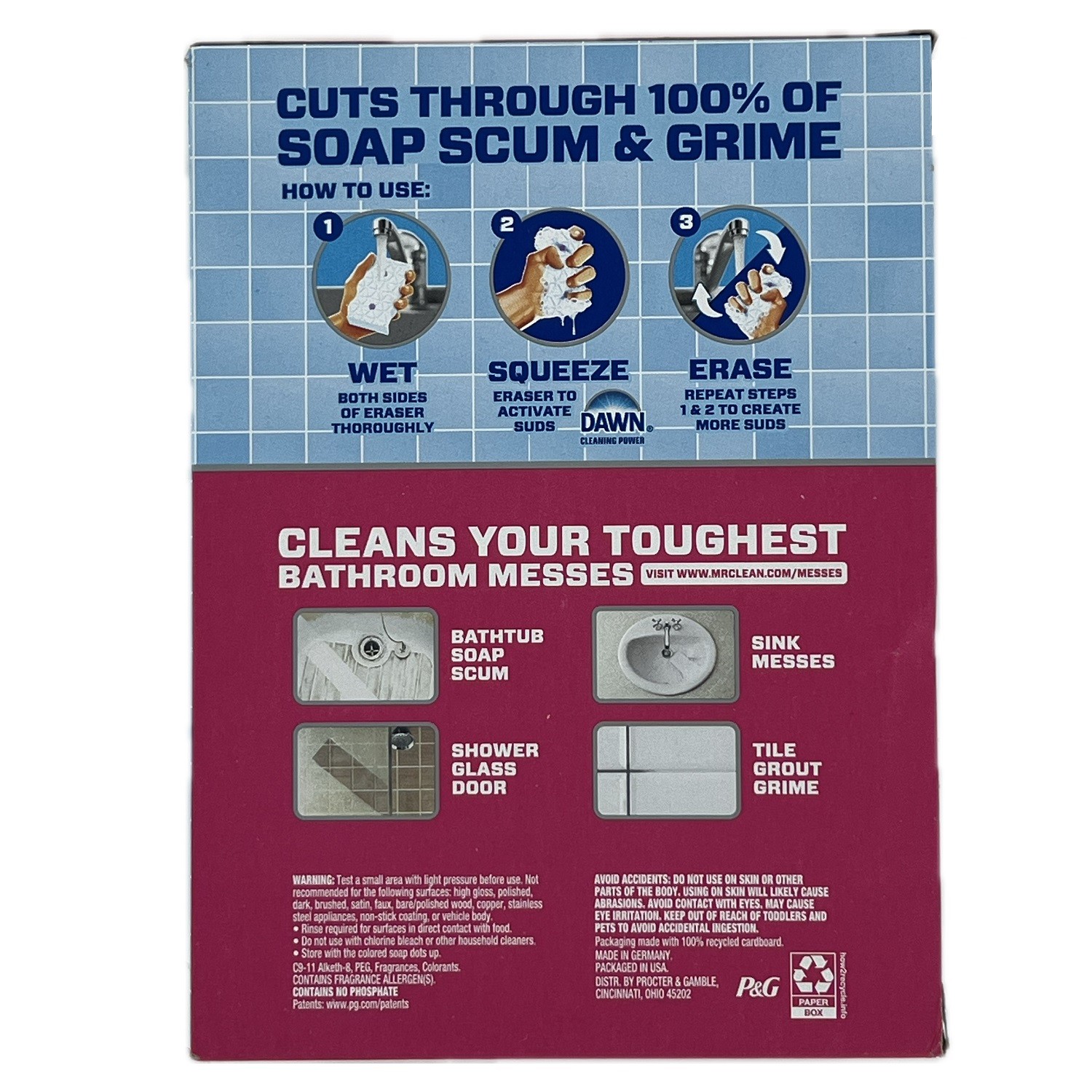 Mr. Clean Magic Eraser Bathroom 2 in 1 Built in Cleaner, 11 Count