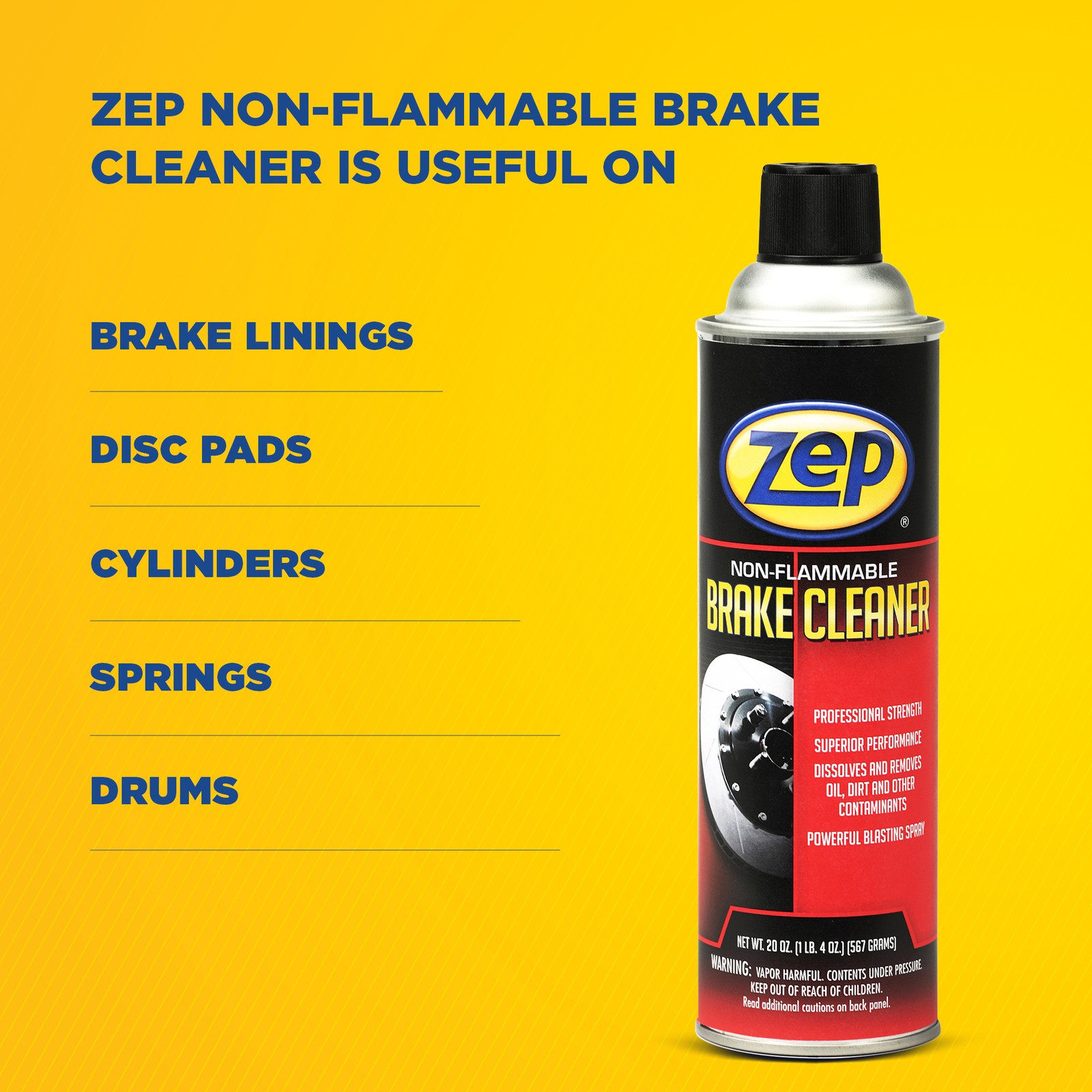 Zep Non-Flammable Brake Cleaner- 20 oz (Case of 12) – 1047961 – Professional