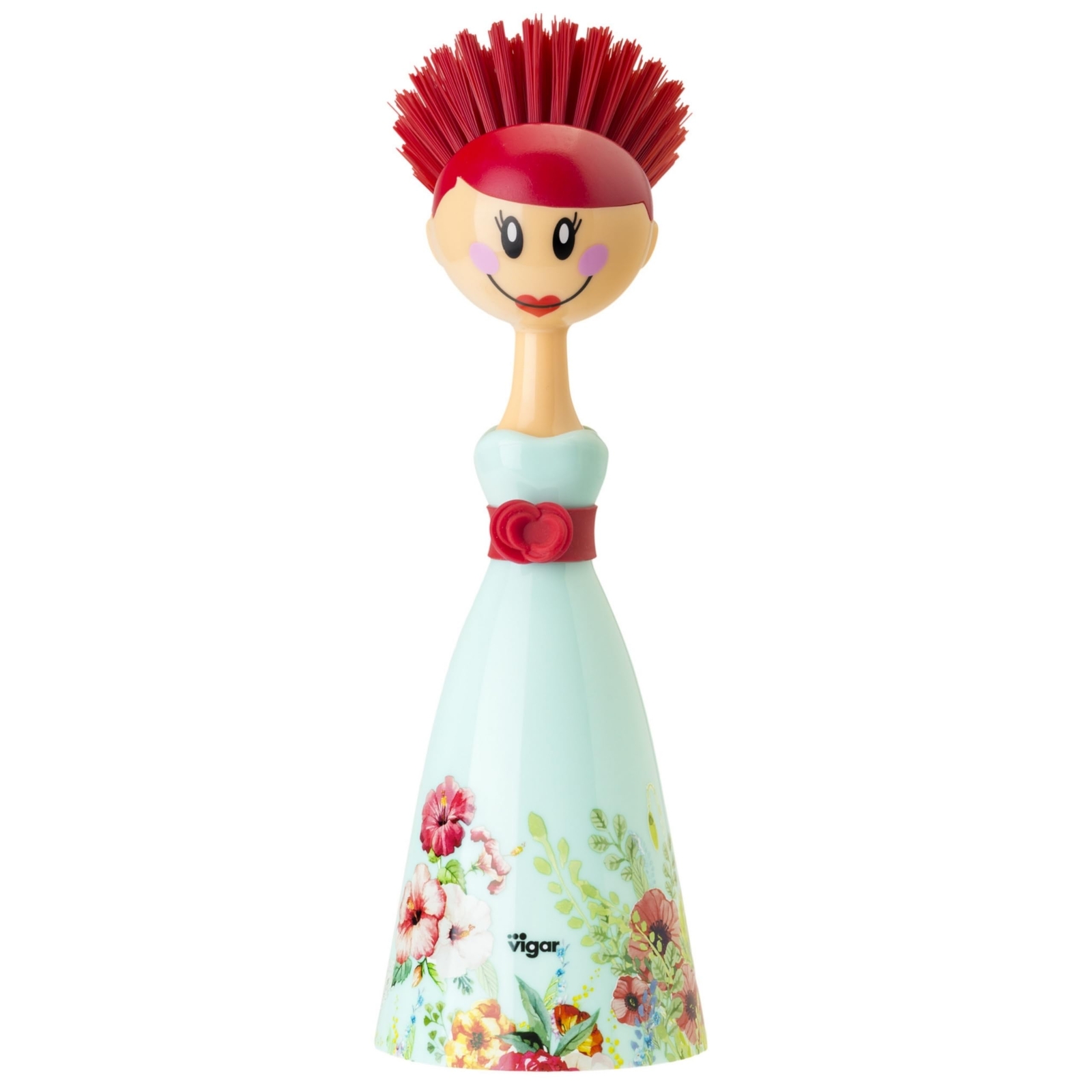 Dolls Dish Brush With Ergonomic Handle And Dresshaped Storage Holder Scrub Brush