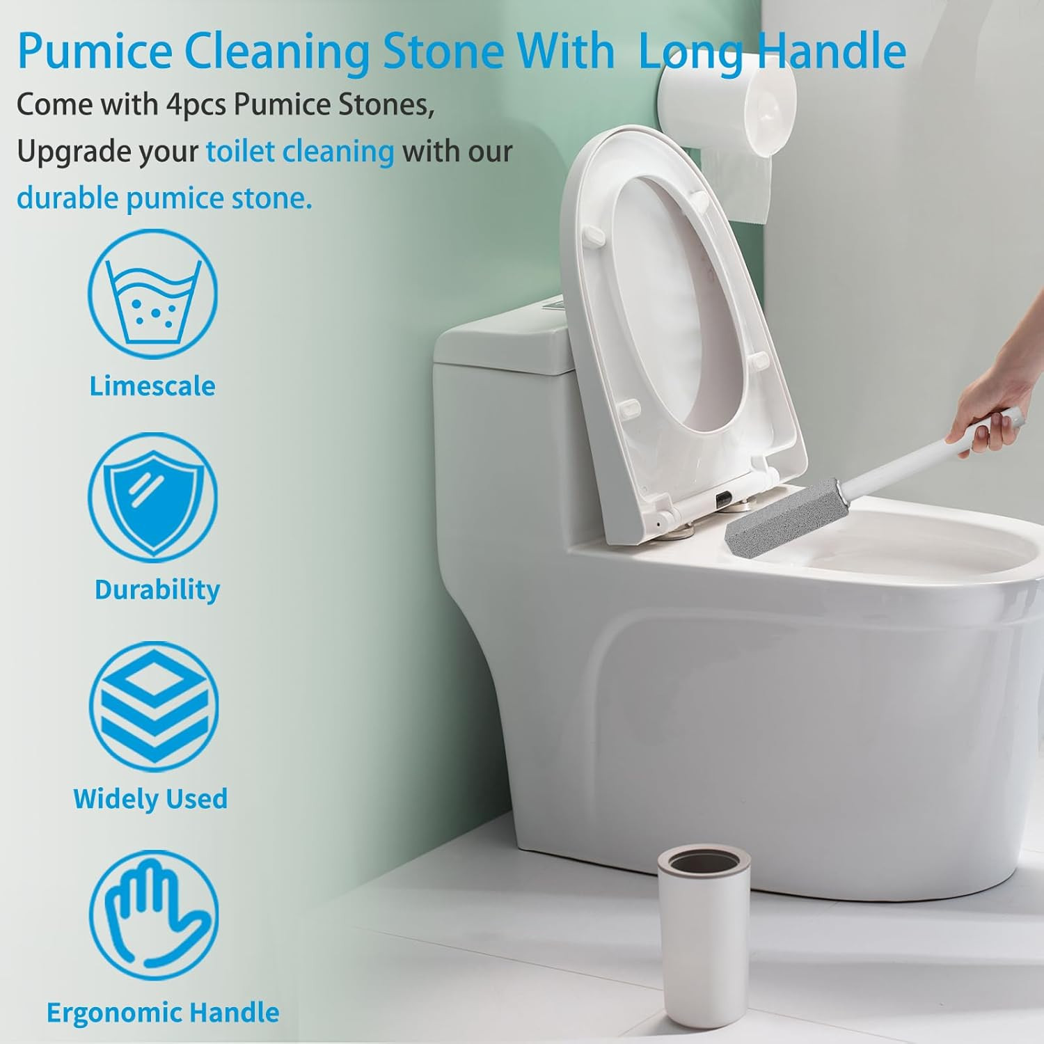 5 Packs Pumice Cleaning Stone with Extra Long Handle, Pumice Stone for Toilet Bo
