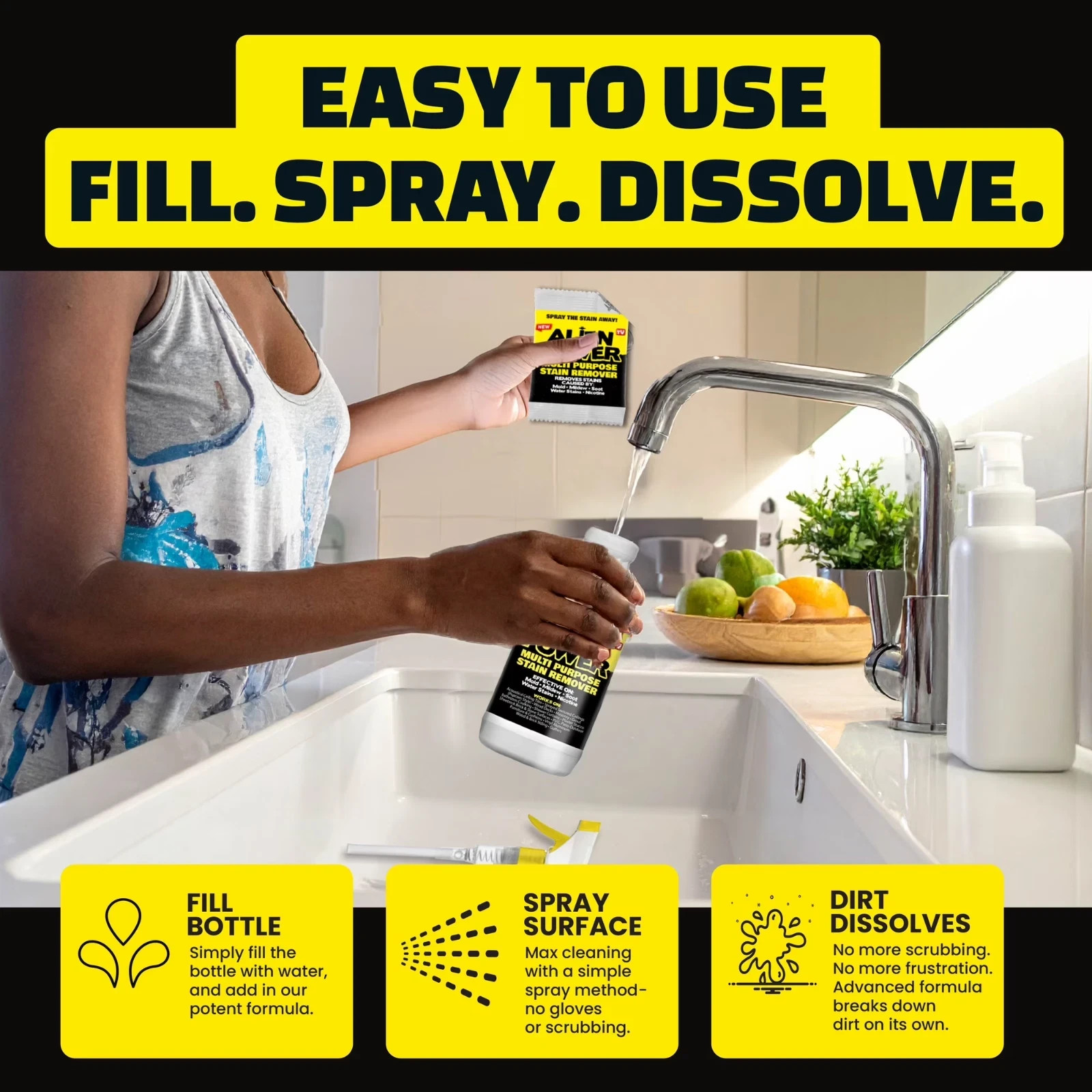 Alien Power Stain Remover Set Multi Purpose Mold Mildew Cleaner Spray Kit
