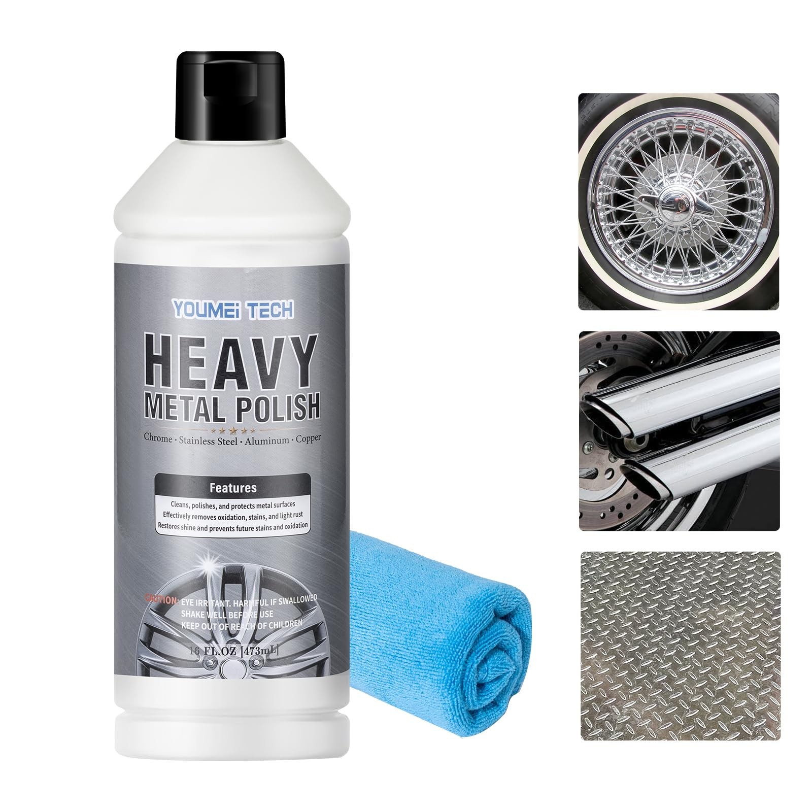 Metal Polish (16oz) & Chrome & Aluminum & Stainless Steel Polish, Multi Purpo…