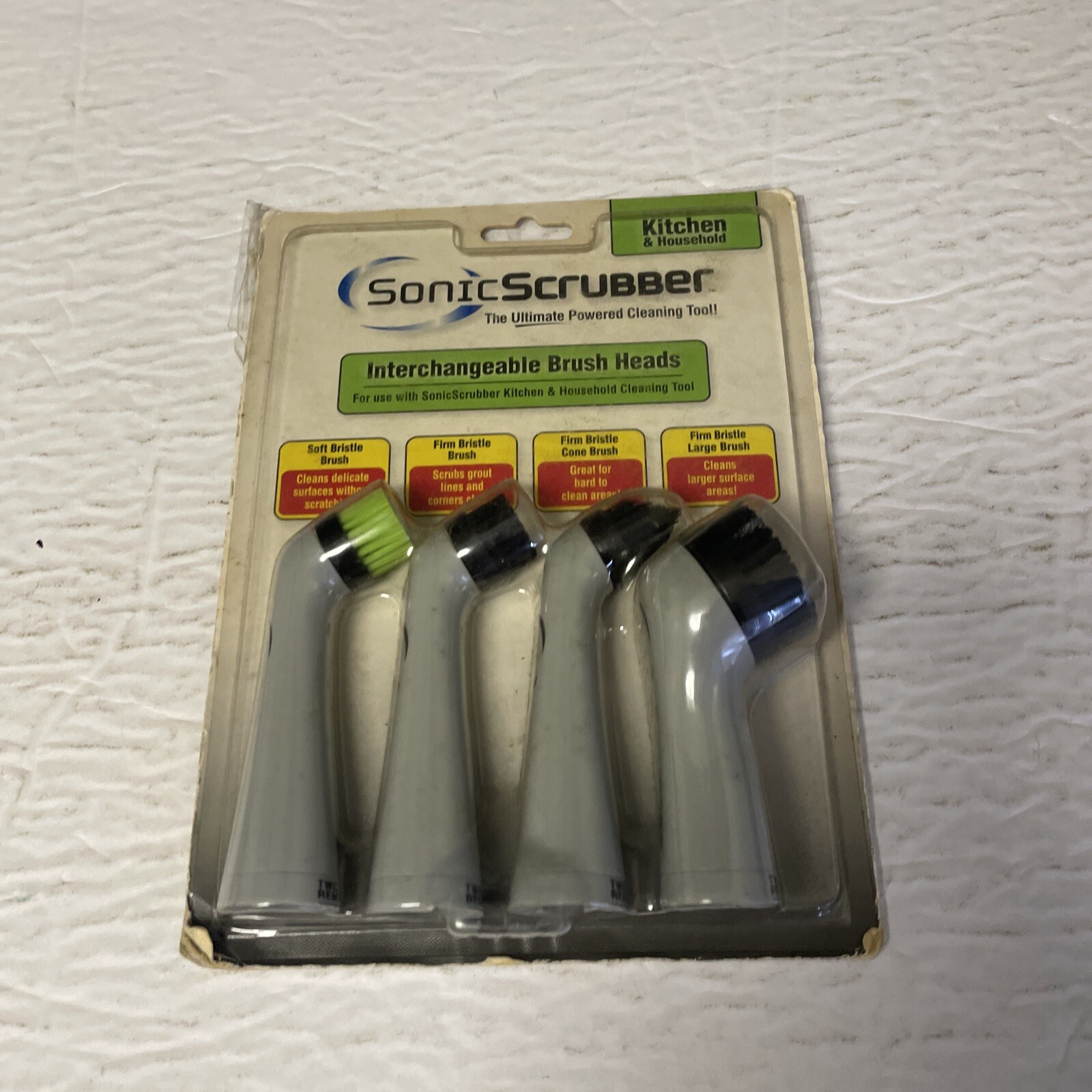 Sonic Scrubber Power Cleaner Interchangeable Brush Heads 4 Count