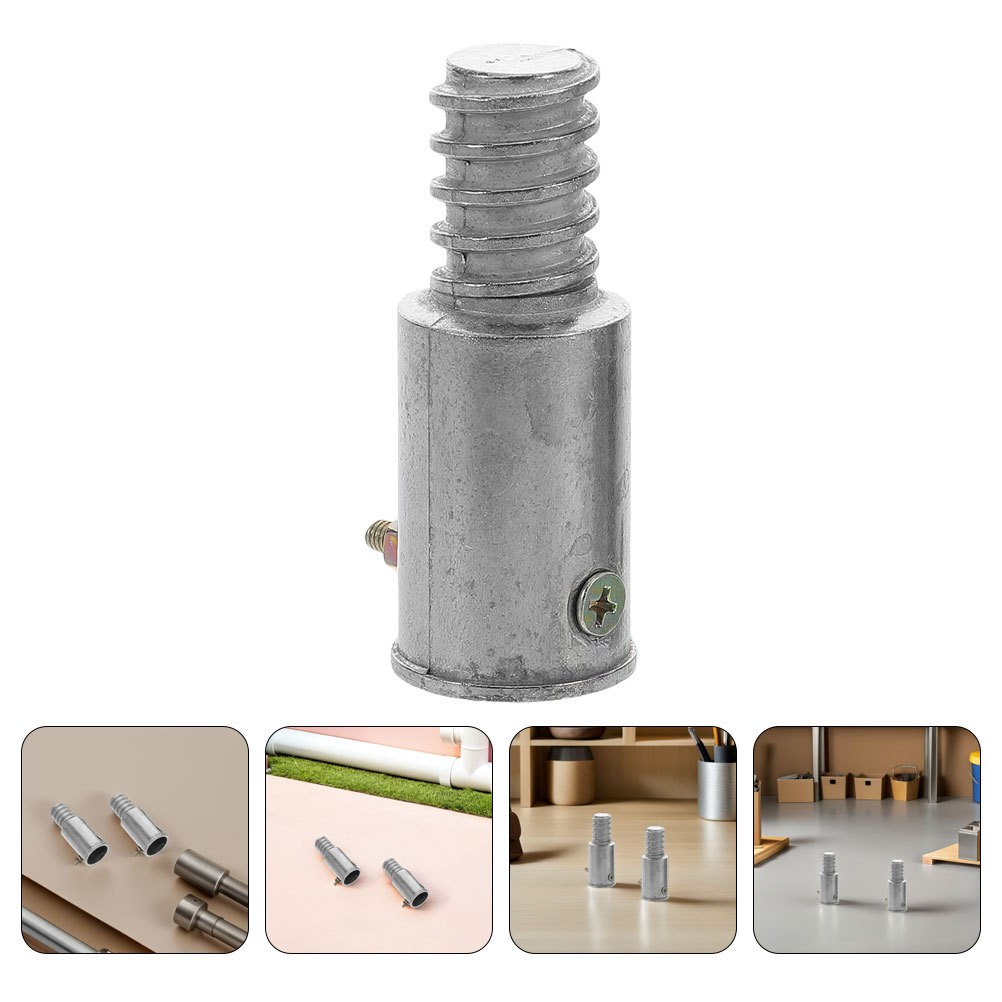 2 Set Threaded Pole End Extension Poles Repairing Part Metal Handle Tips