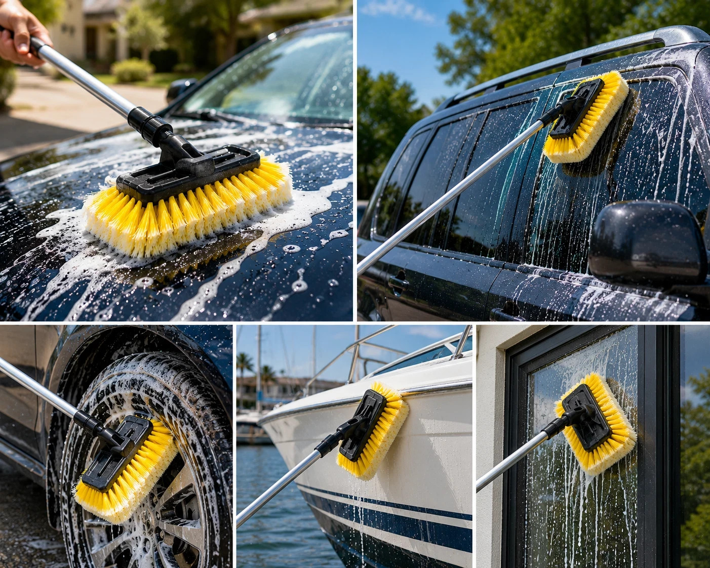 soft bristle car wash brush head- gentle auto cleaning tool