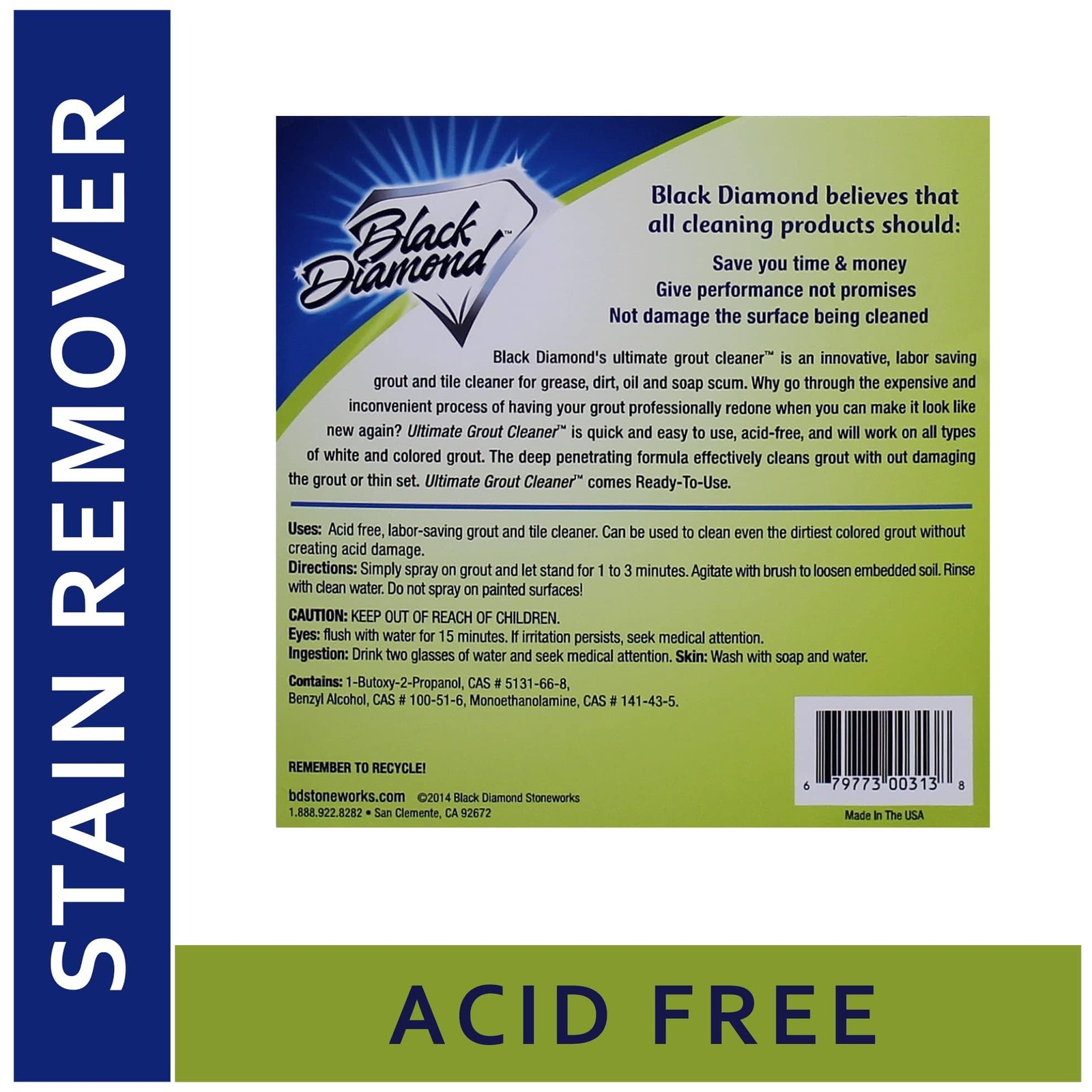Grout Cleaner Black Acid-Free Deep Cleaner Stain Remover Safe 1-Gallon