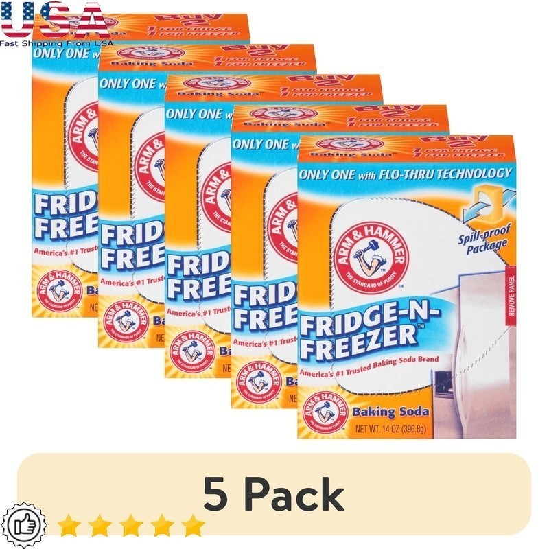 Baking Soda Fridge Freezer Odor Absorber Flo-Thru Technology Fresh Food 14oz New