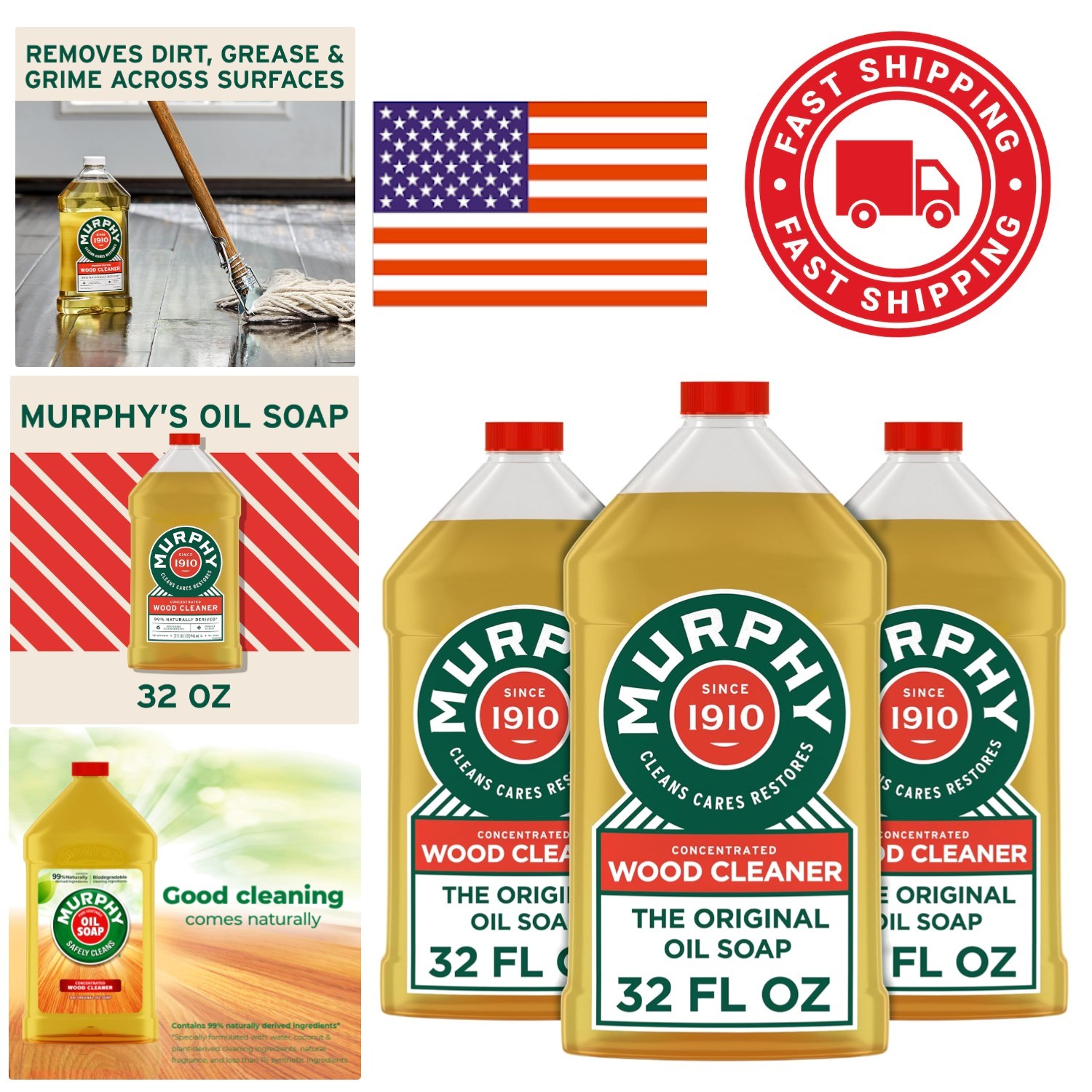 Natural Wood Cleaner Concentrated Citronella Oil Scent 32 Ounce 3 Pack