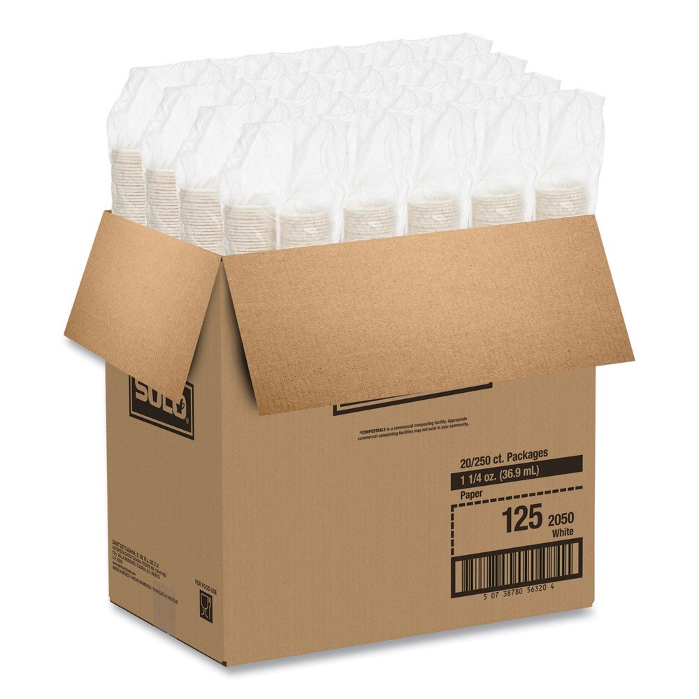 SOLO 125U 1.25 oz Paper Portion Cups – White (250/Bag, 20 Bags/CT) New