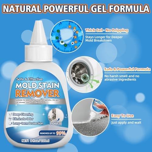 Home Mold Stain Remover Gel for Washer Seal, Thick No Scrub Mold Cleaner for