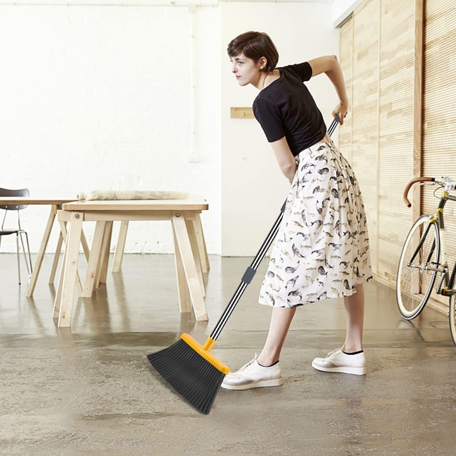 kelamayi Upgrade Broom andDustpan Set,Broom with Dustpan Combo Set,Self-Cleaning