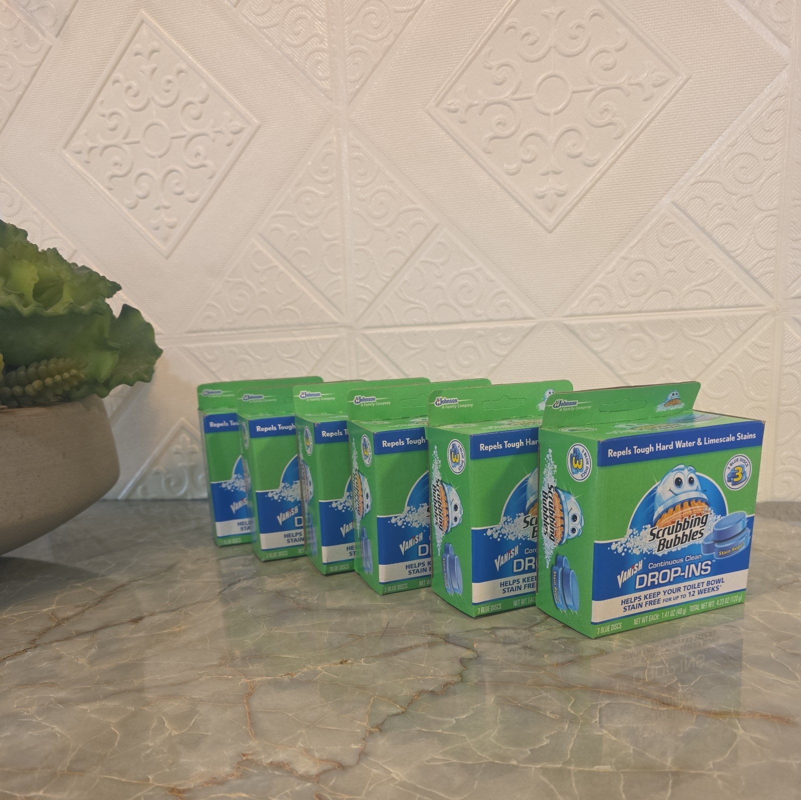 Lot 6 Scrubbing Bubbles Toilet Tablets Continuous Clean Blue Discs Drop Ins 3-ct