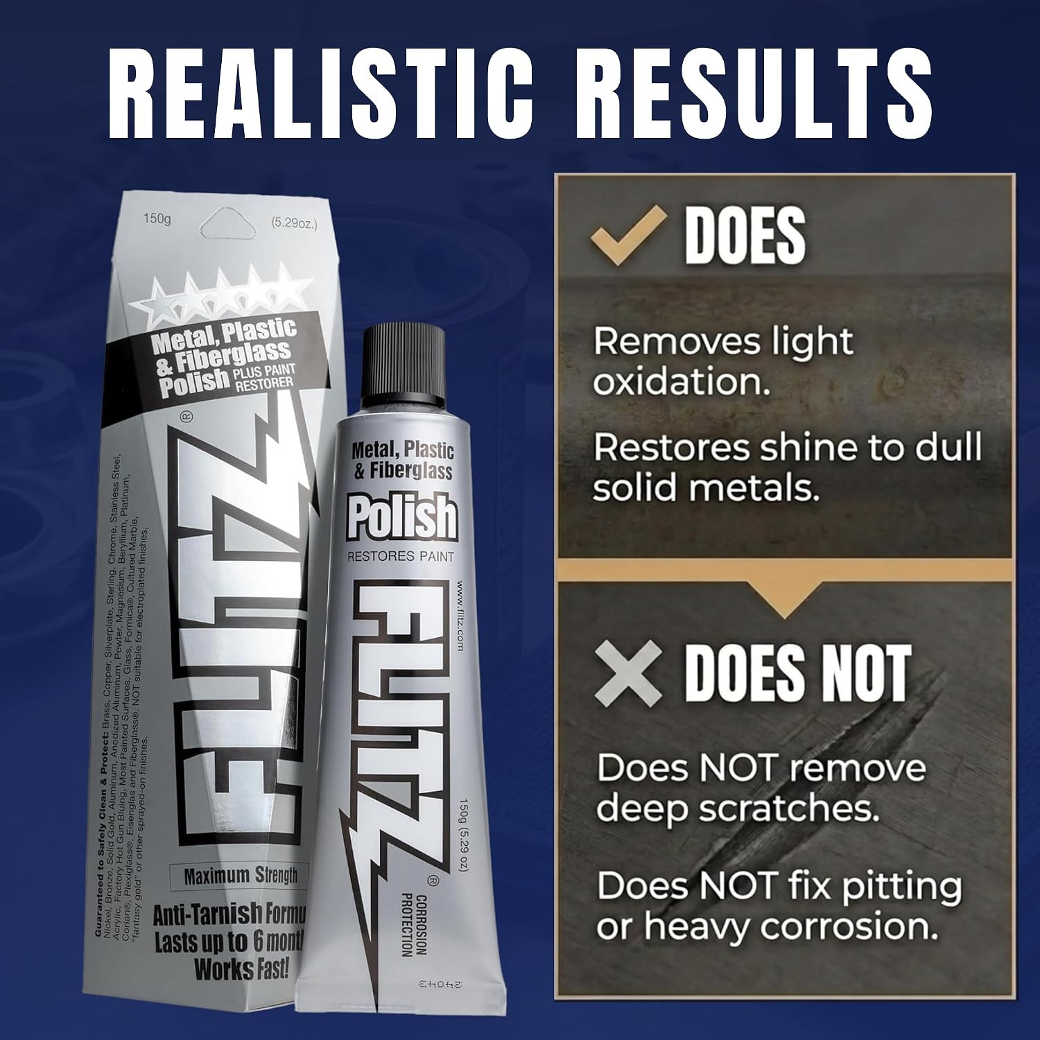 Metal Polish Paste – 5.29Oz Usa-Made Polish for Solid Chrome, Stainless Steel, &
