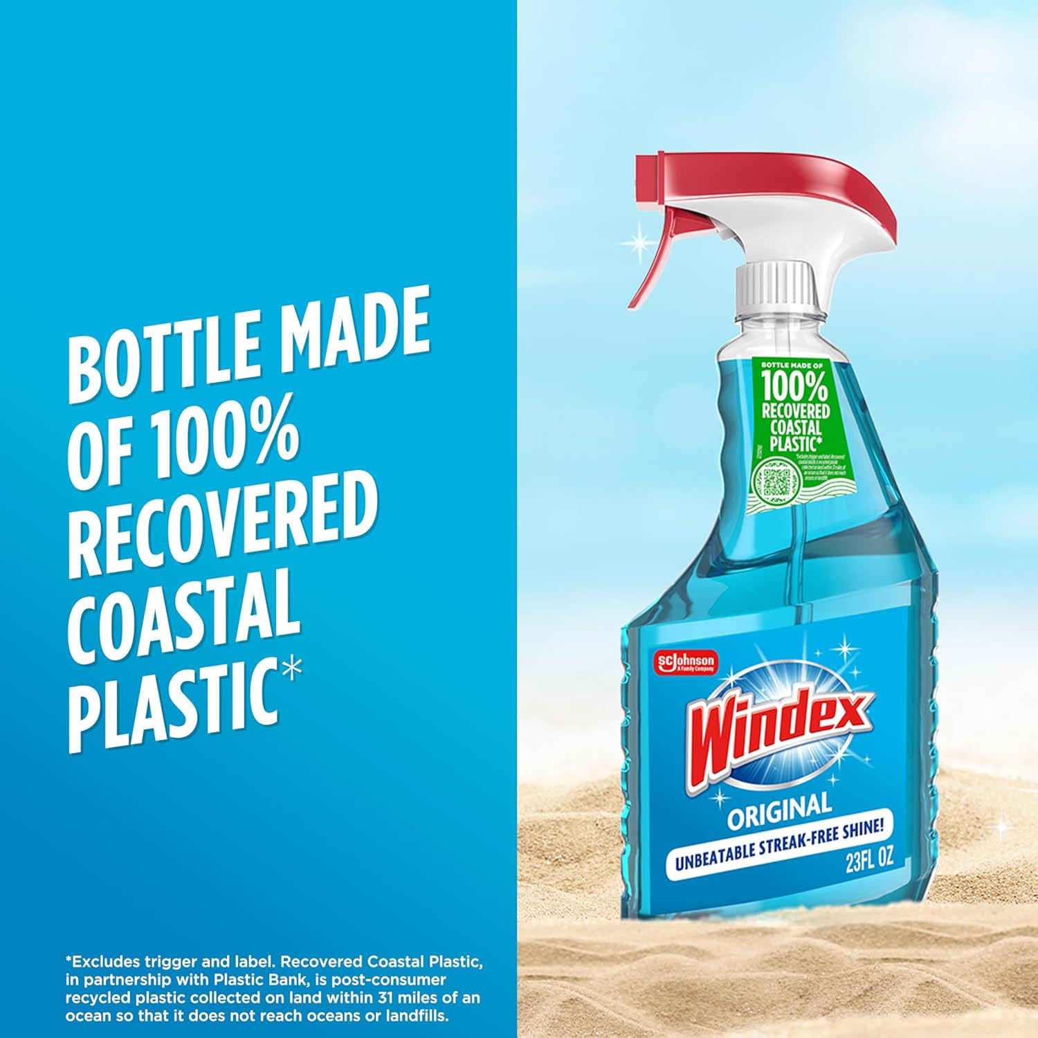 Glass and Window Cleaner Spray Bottle, Bottle Made from 100% Recycled Plastic, S