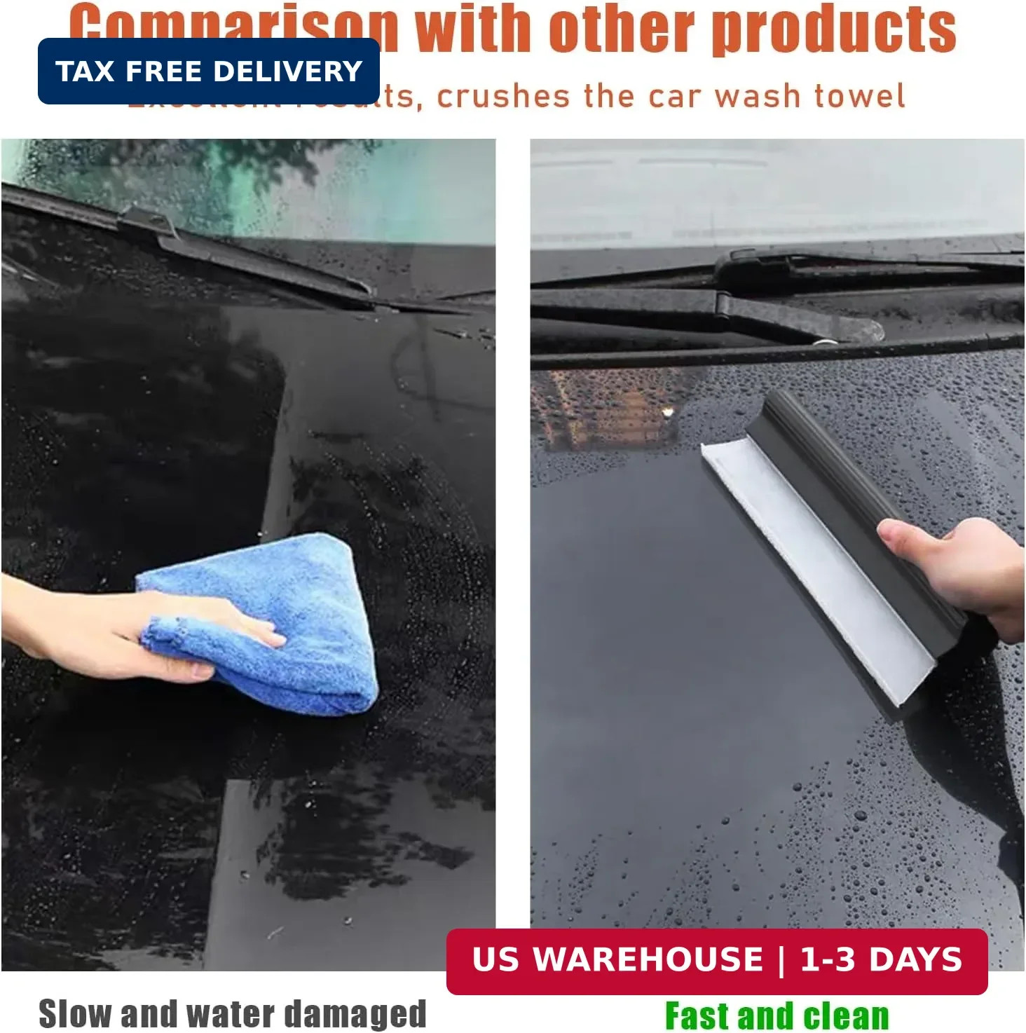 Car Water Blade Squeegee, Silicone Automotive Quick Drying Wiper Blade Squeegee,