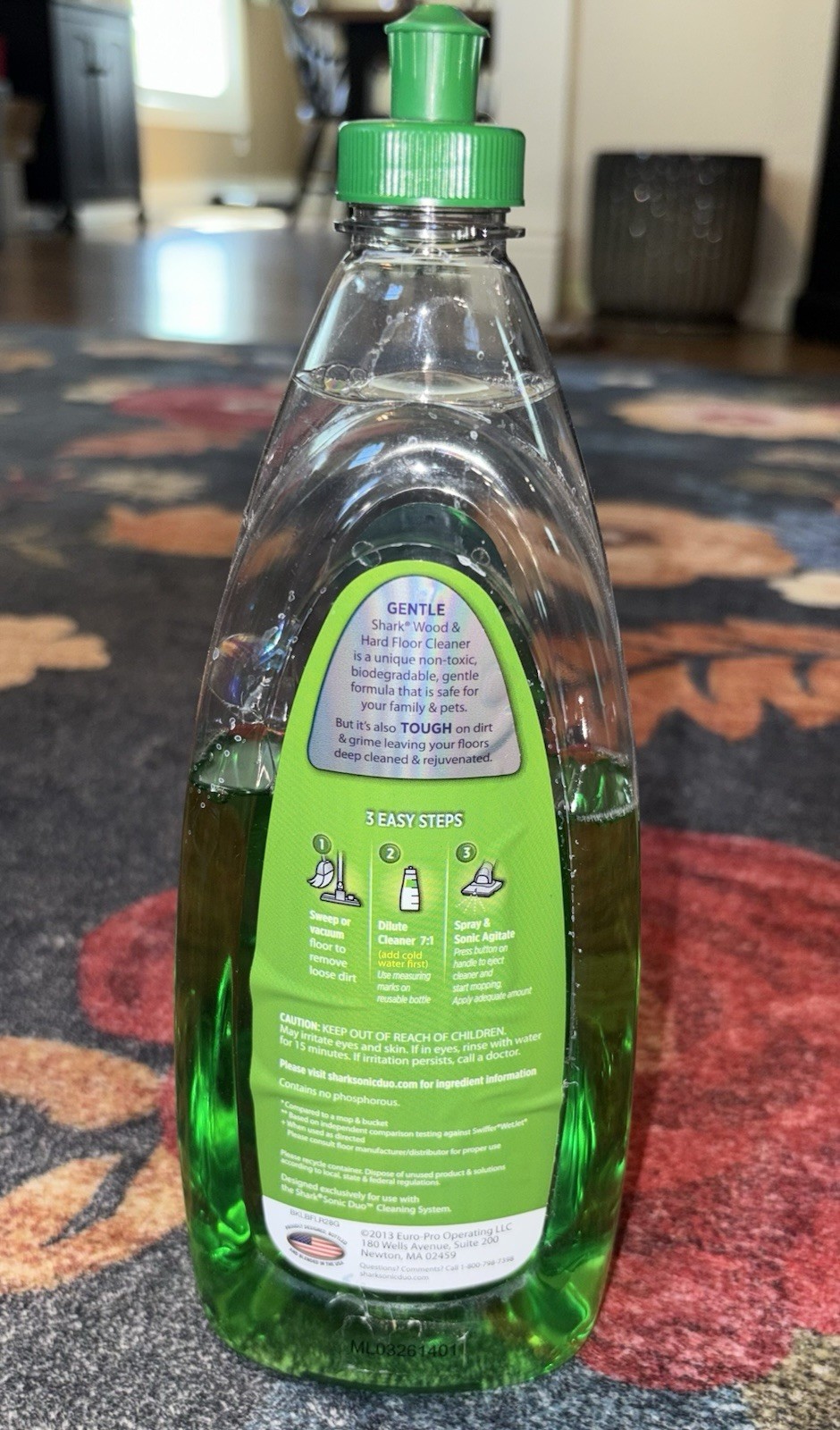 Shark Wood & Hard Floor Cleaner Citrus 28 fl oz 2/3 Full Green Liquid Bottle