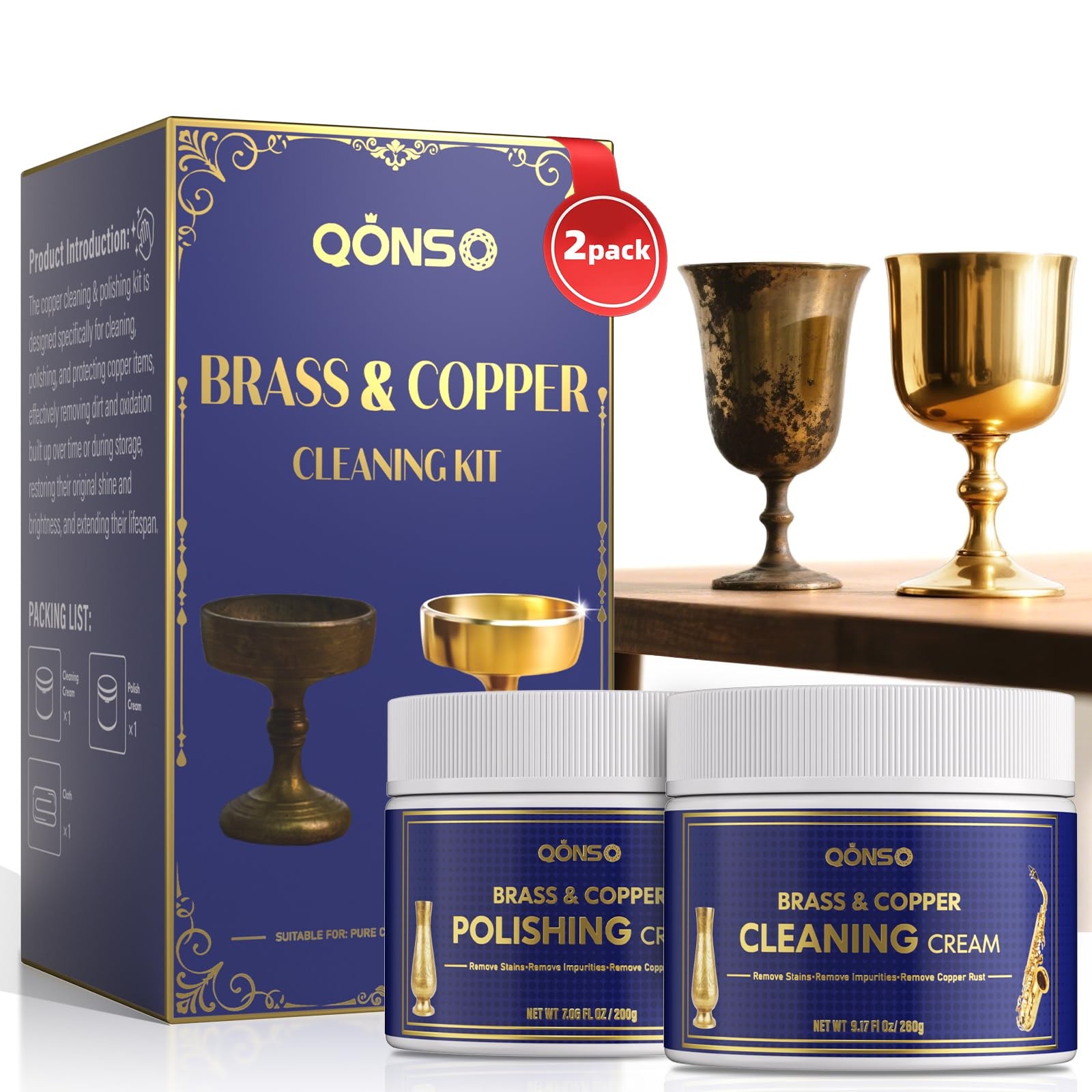 HeavyDuty Brass Copper Polish Cleaner Kit Tarnish Rust Prevention for Metal Sur