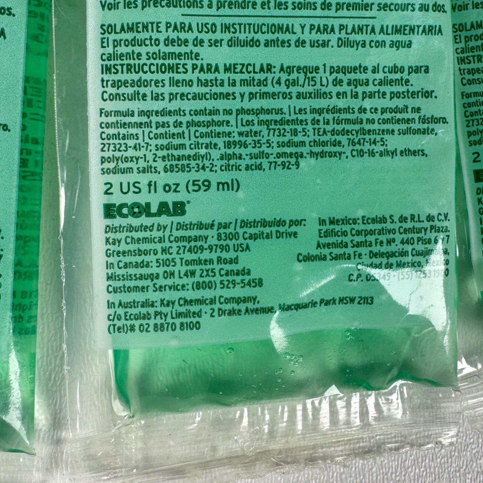 Lot 15 Ecolab Kay Quarry Tile Ceramic Commercial Floor Cleaner Degreaser 2oz