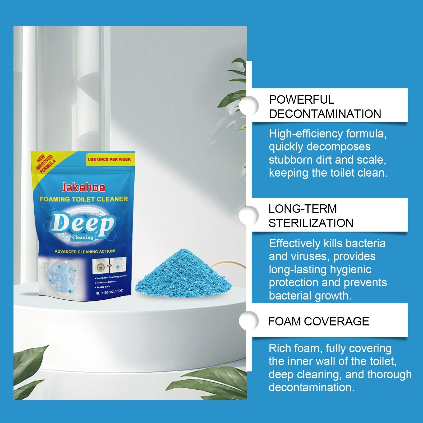 Splash Foam Toilet Bowl Stains Cleaner Powder 100g Remove Odor Stains Fresh
