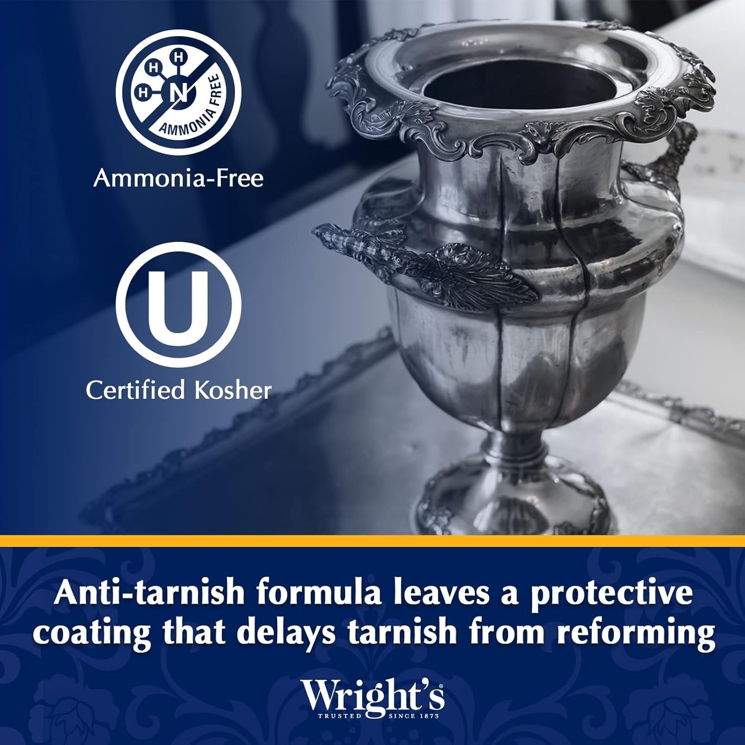 Wright’s Silver Cleaner and Polish Cream – 8 Ounce – Ammonia Free – Gently