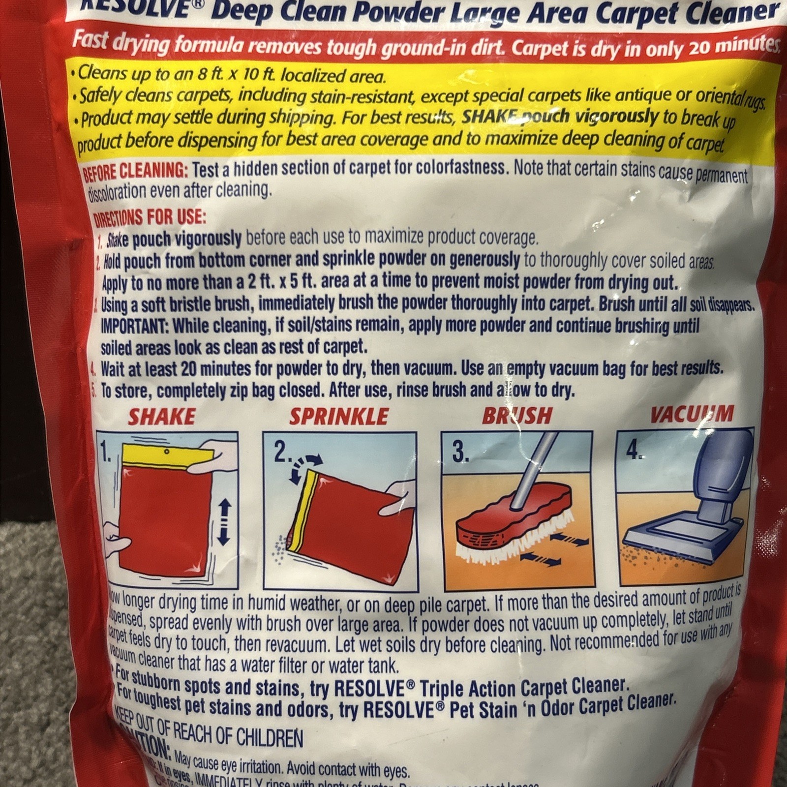 Resolve Deep Clean Powder Large Area Carpet Cleaner Bag 22oz