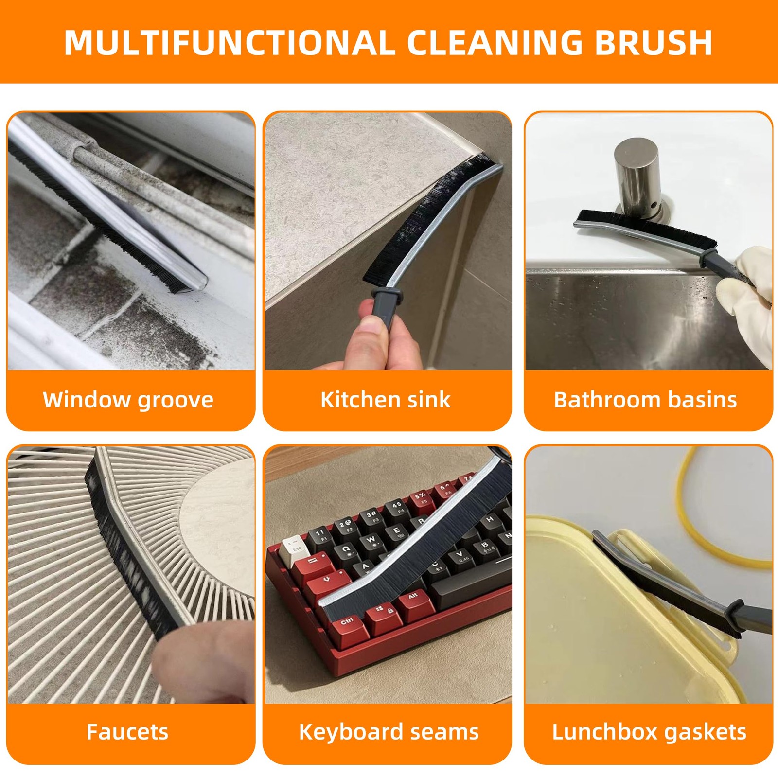 BSFRNF 3Pcs Hard-bristled Crevice Cleaning Brush, Multifunctional Thin Gap Sc…