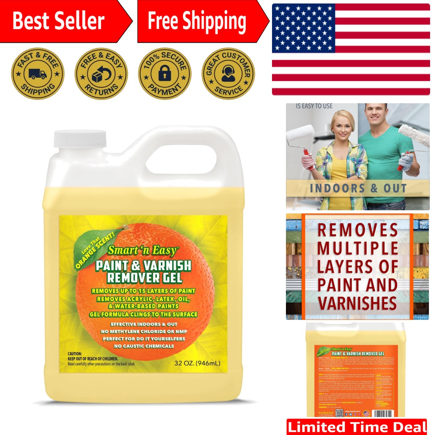 32 Fl Oz Do It Yourself Friendly Paint & Varnish Remover Gel – Easy Application