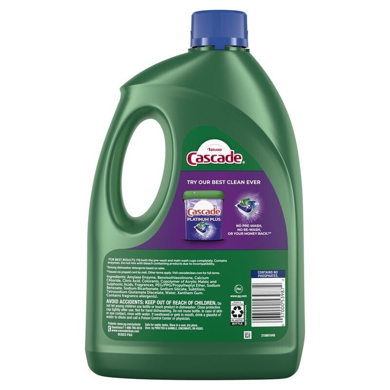 Dishwasher Detergent Liquid Gel Fresh Scent 120 Fl Oz Quick Dissolve Easy Pour