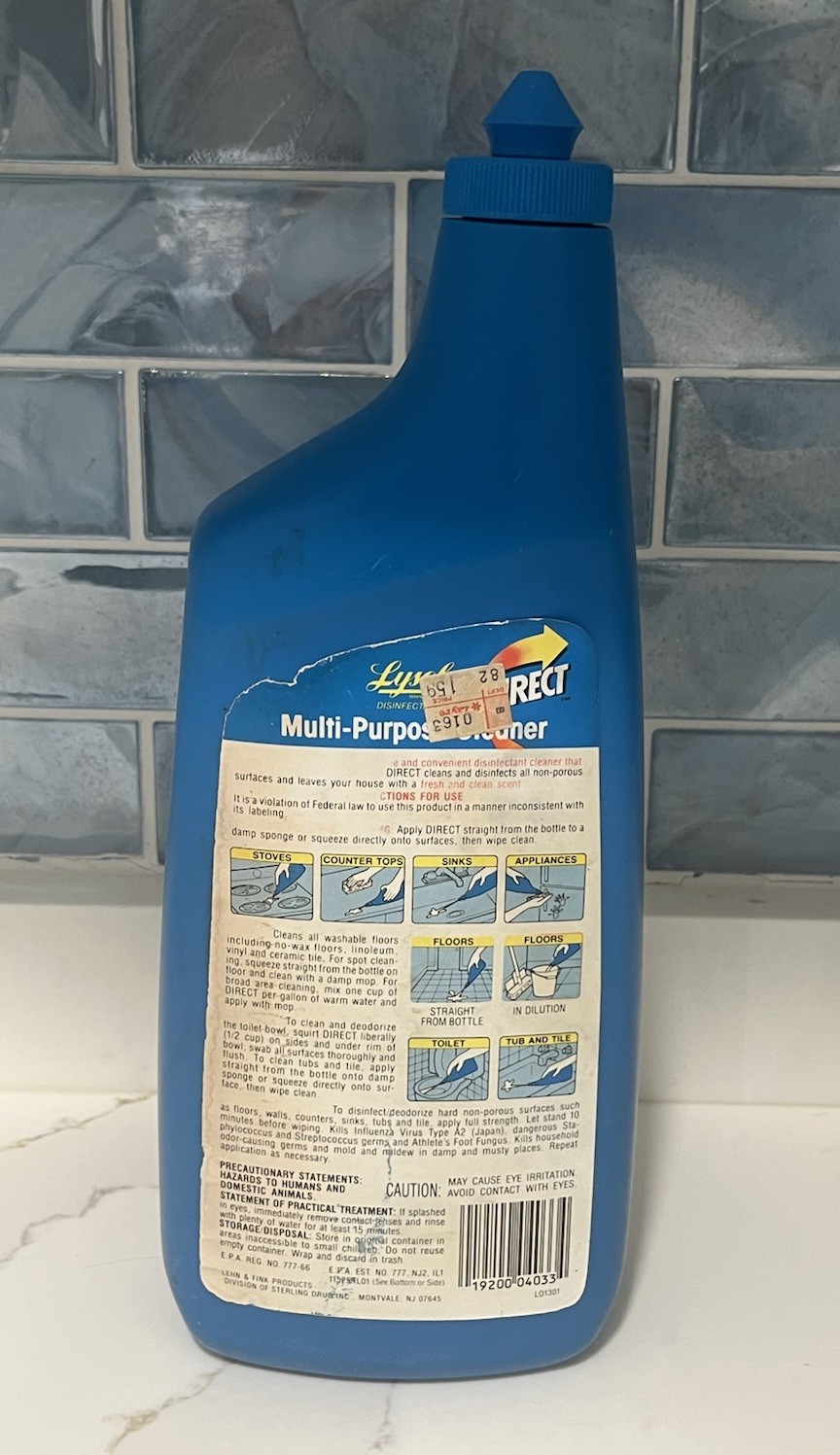 Vintage Lysol Direct Multi-Purpose Cleaner Fresh Scent Prop HTF 36oz 70% Full
