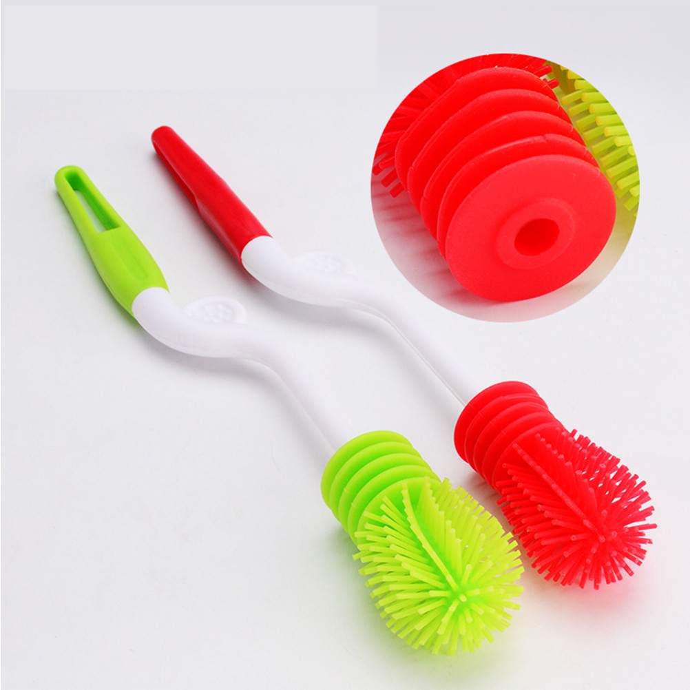 Bottle Cleaning Brush Red Silicone for Baby Bottle Household Cleaning 1Set