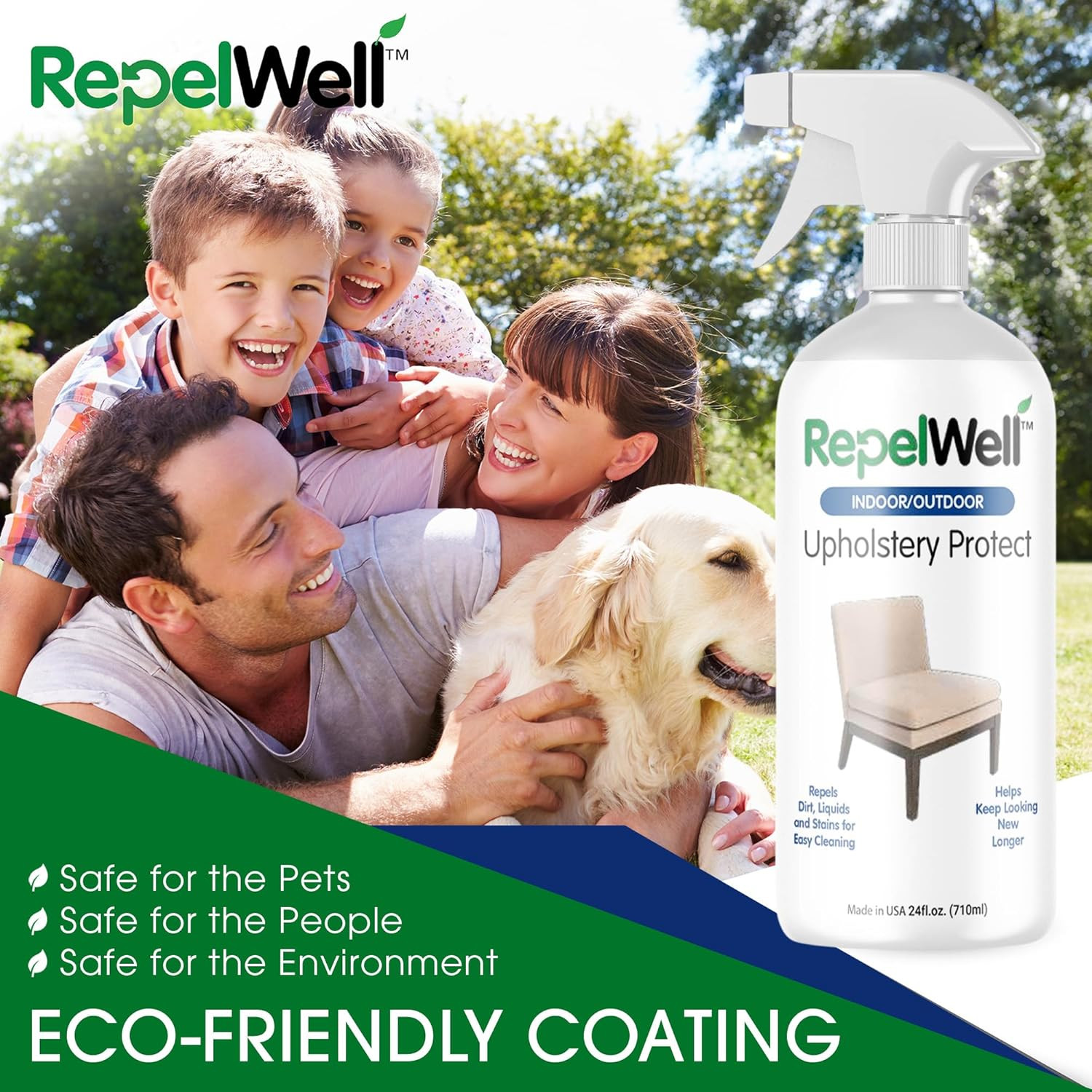 Eco-Friendly Upholstery Protect Stain & Water Repellent Spray 24Oz – Non-Toxic,