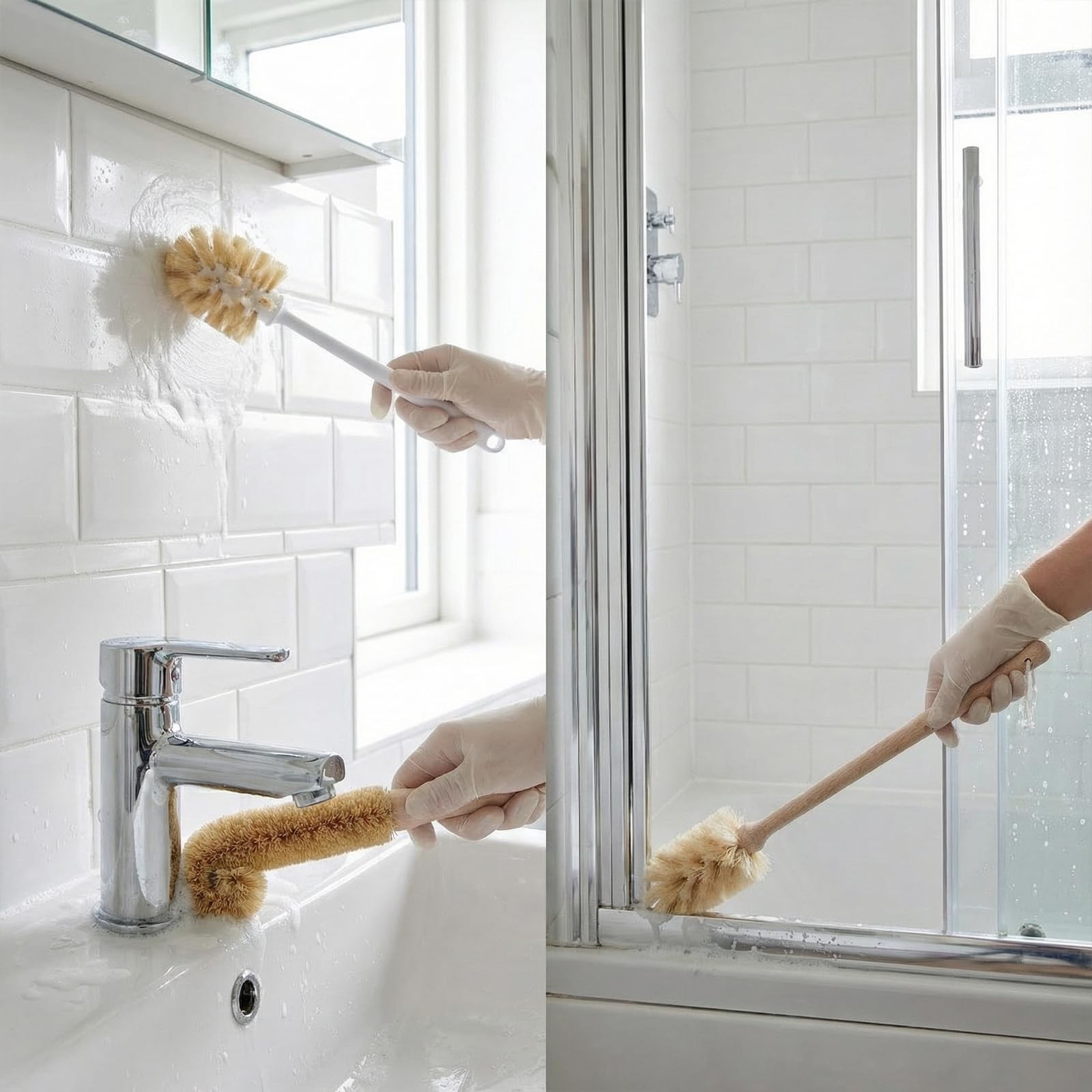 Bottle Brush & Dish Scrubber Set (3 Pack) – Kitchen Cleaning Kit with L-Shape…