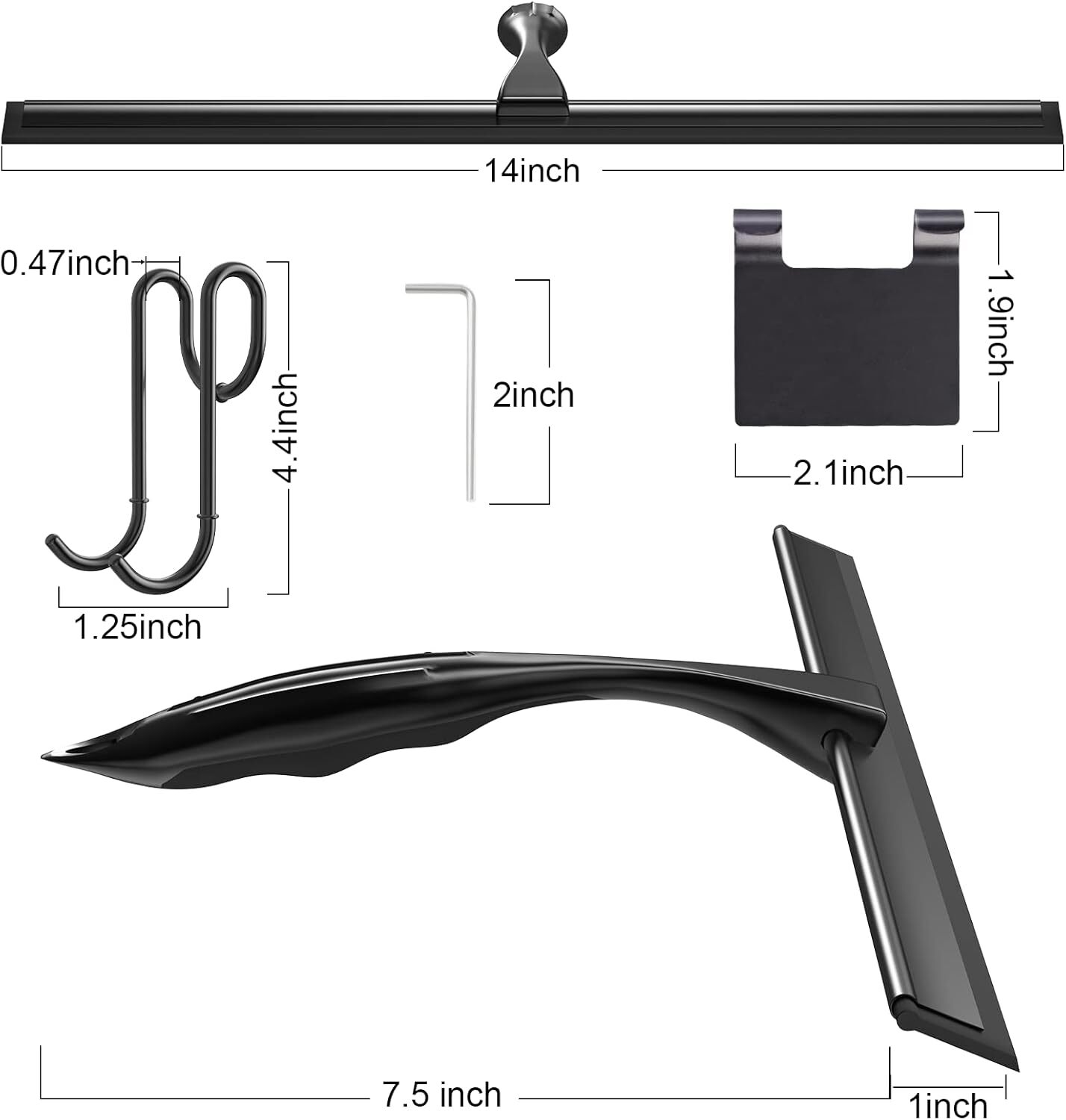 TOOVEM 14 inch All-Purpose Stainless Steel Shower Squeegee for Shower Glass Door
