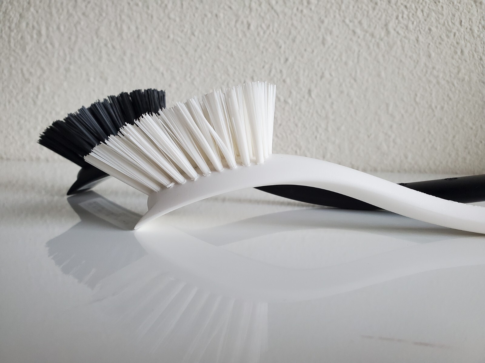 Two white IKEA Hook Cleaning Washing Scrub Brushes-Safe For Nonstick Cookware