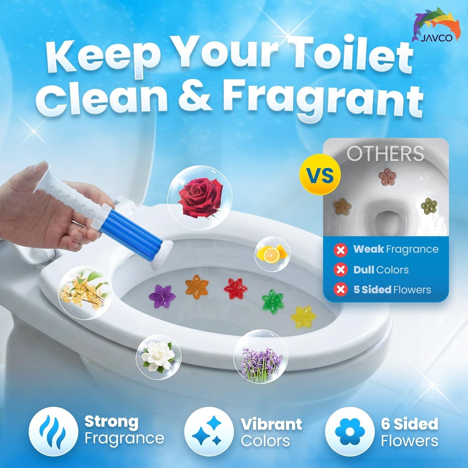Toilet Gel Stamps, 96 Flower Stamps Toilet Bowl Freshener, Long Lasting Toile…