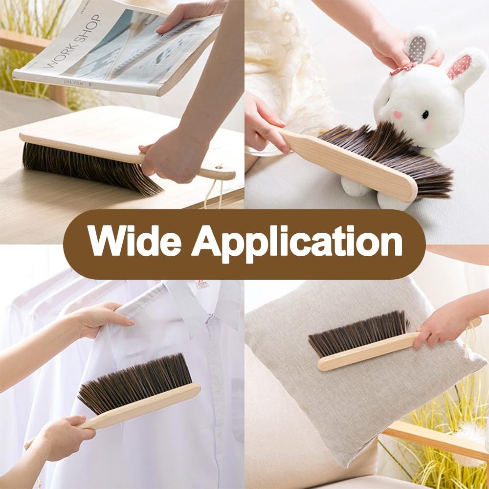 2 Pieces Wooden Dust Brush Hand Broom, Bench Brushes with Bristles, Handle Ha…
