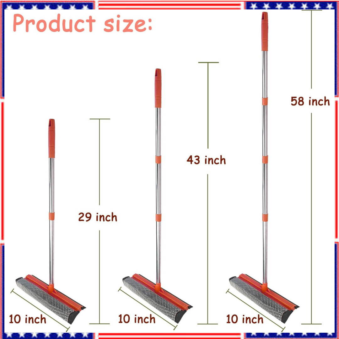 Windshield Cleaner Tool 2 in 1 Car Window Squeegee with Extendable Handle