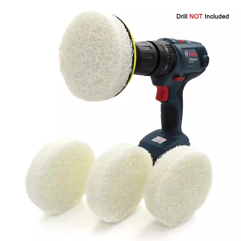 4 Inch 100mm White Round Flocking Scouring Pad Nylon Fiber Abrasive Sanding Disc